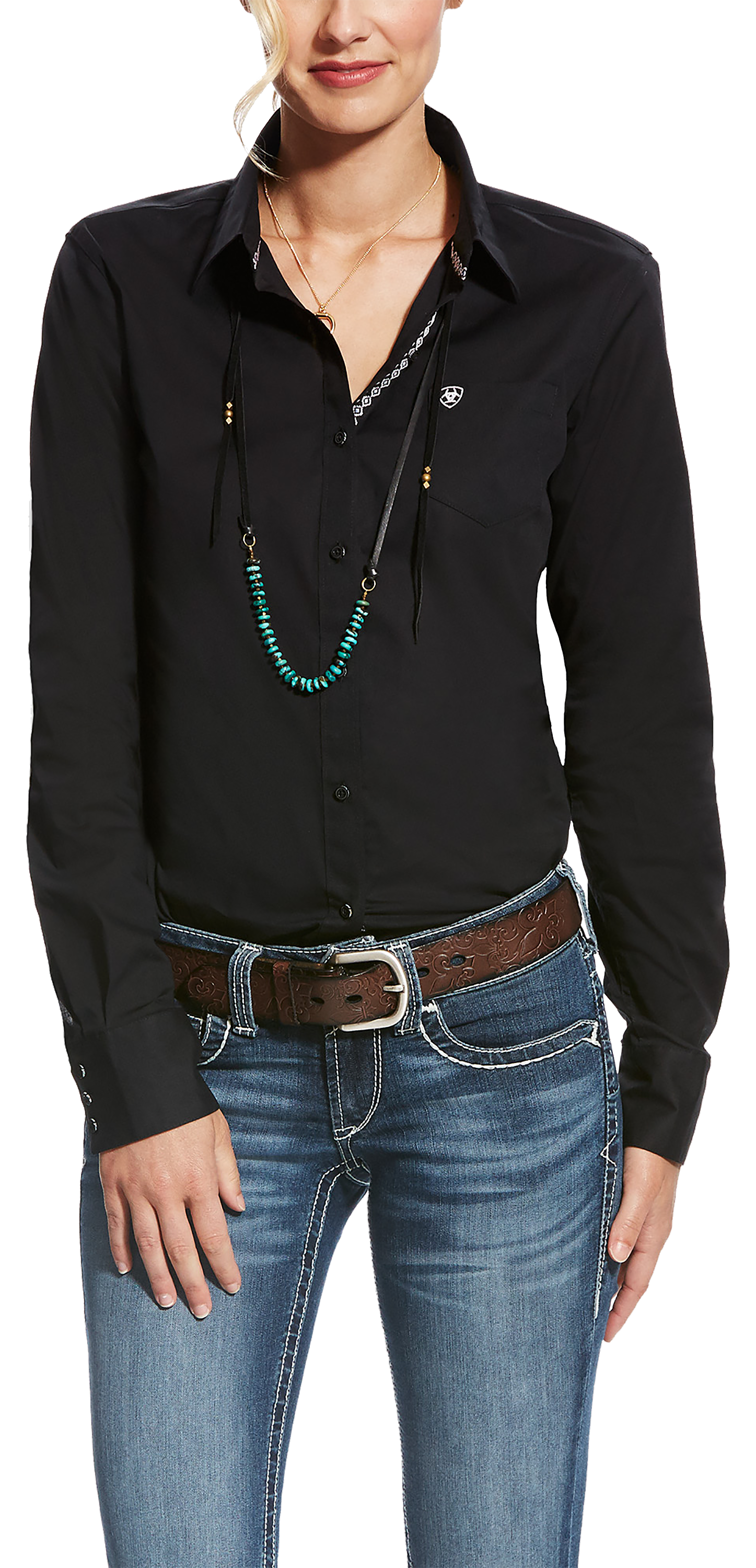 Image of Ariat Kirby Long-Sleeve Stretch Shirt for Ladies - Black - XS