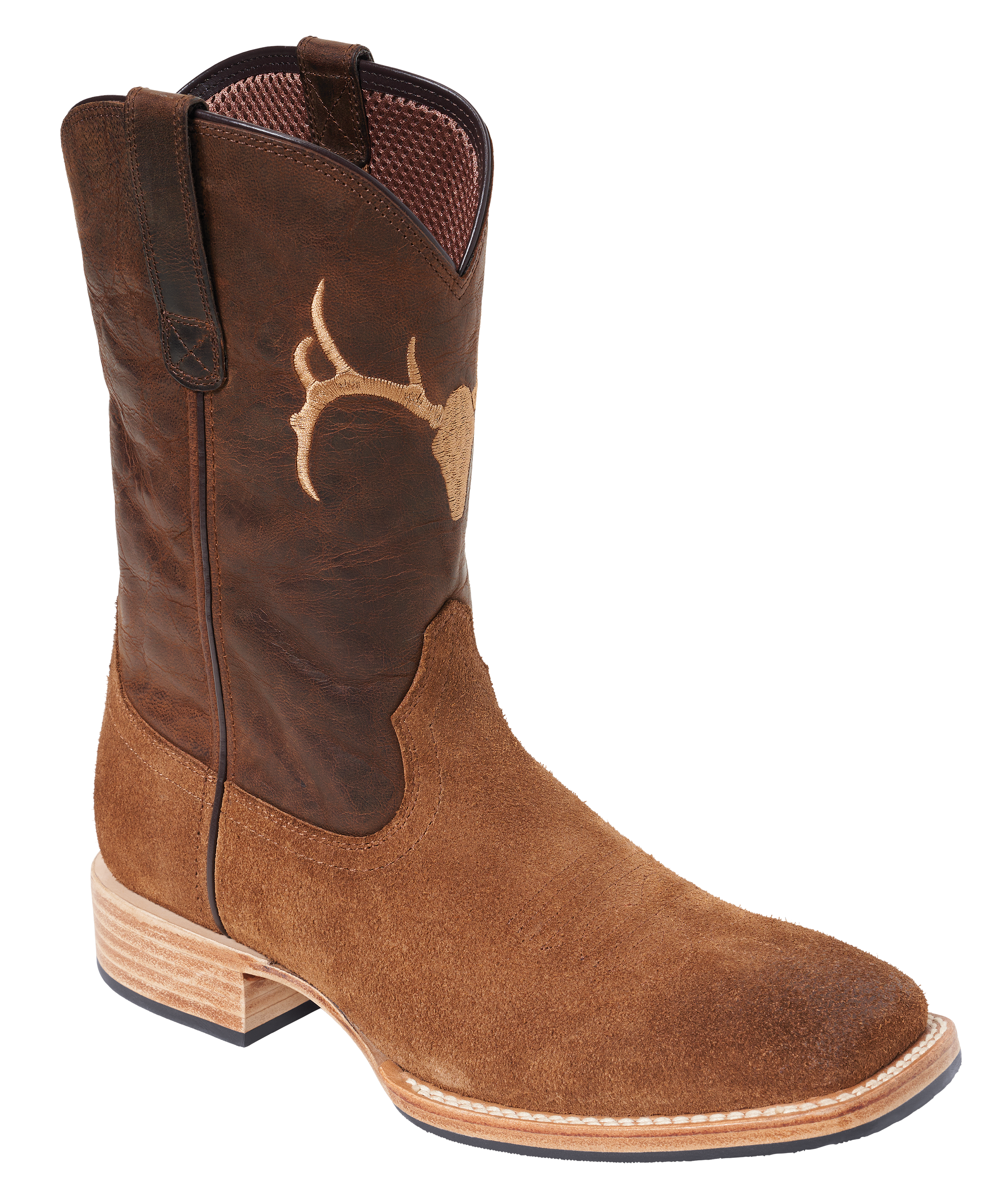 Image of RedHead Ranch Ridgedale Deer Skull Square-Toe Western Boots for Men - Brown - 9.5M