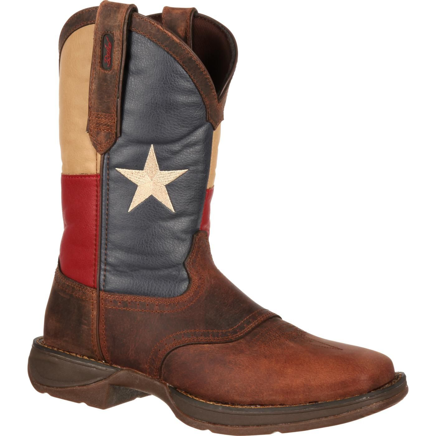 Image of Durango Rebel Texas Flag Western Boots for Men - Dark Brown/Texas Flag