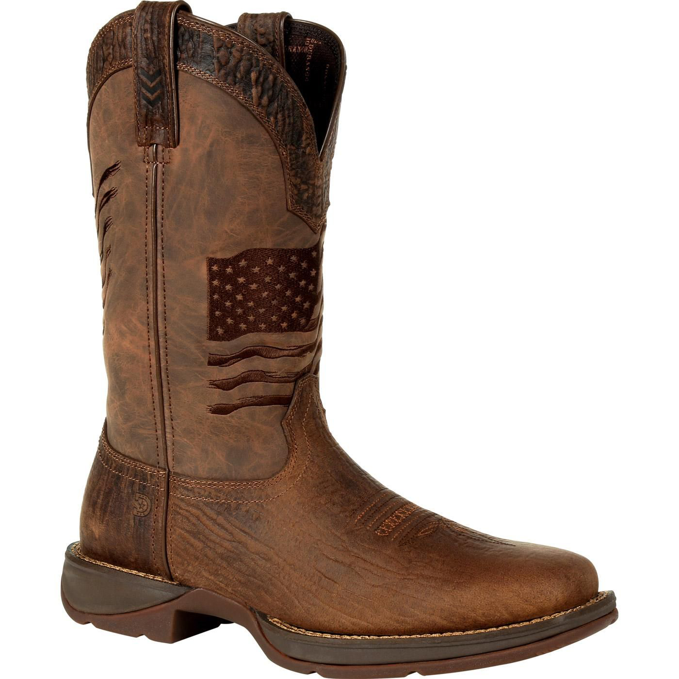 Image of Durango Rebel Embroidered Flag Western Boots for Men - 12M - Acorn