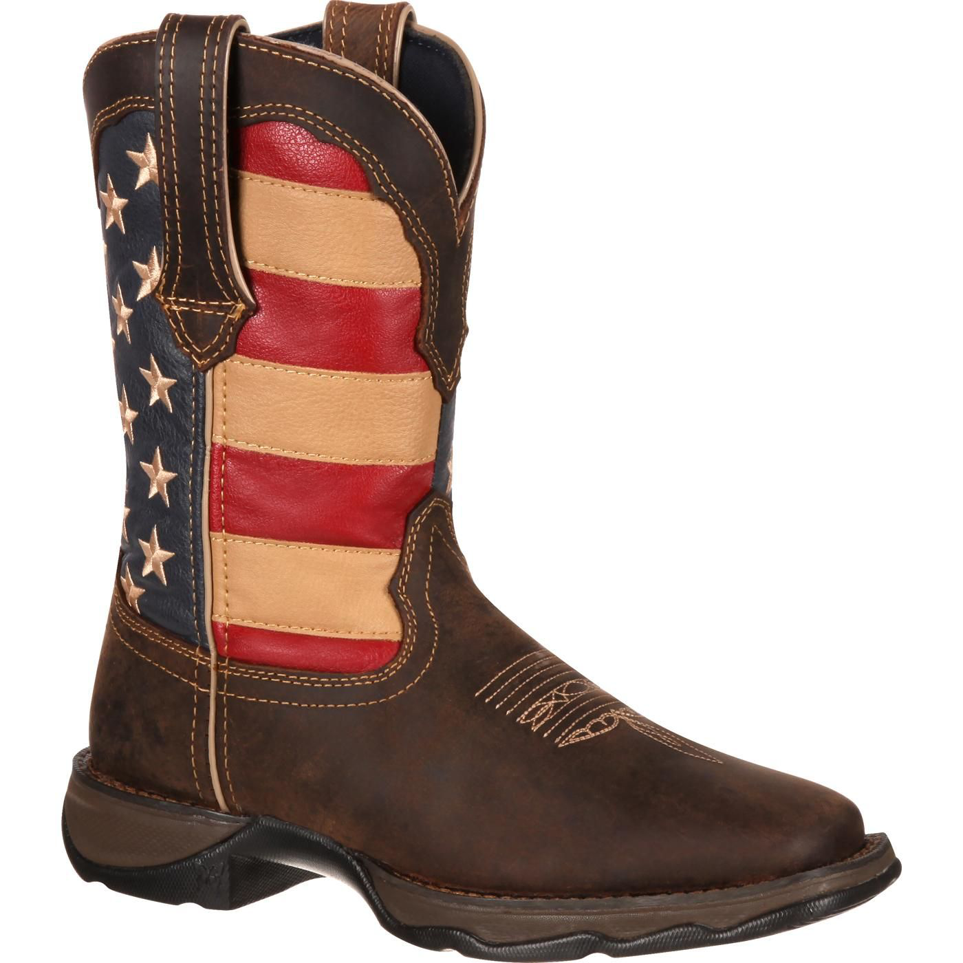 Image of Durango Lady Rebel Patriotic Flag Western Boots for Ladies - Brown/Union Flag
