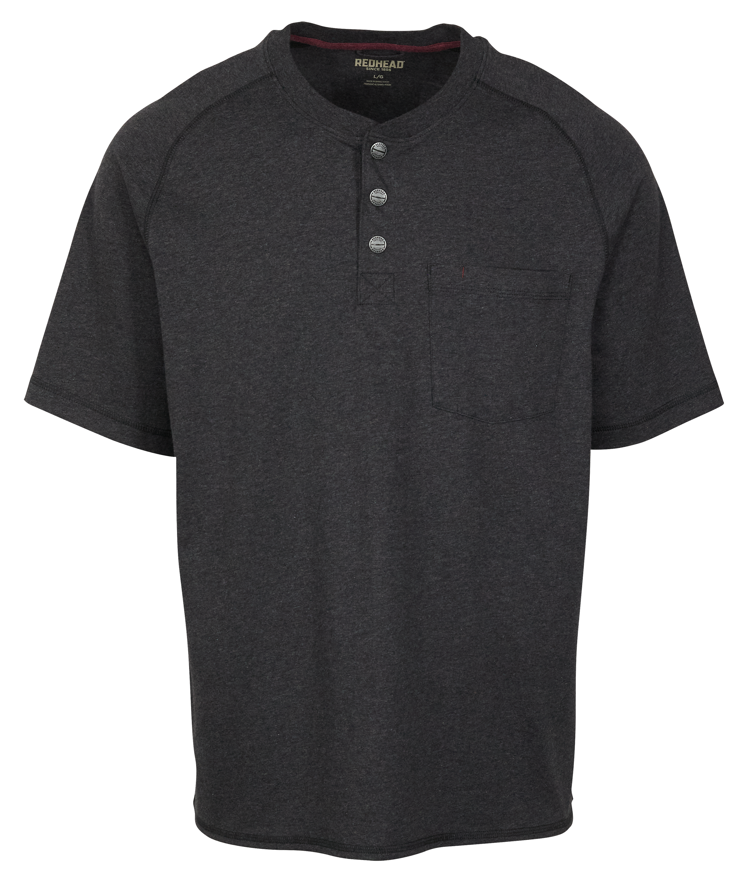 Image of RedHead Pro Series Short-Sleeve Pocket Henley for Men - Black Heather - S