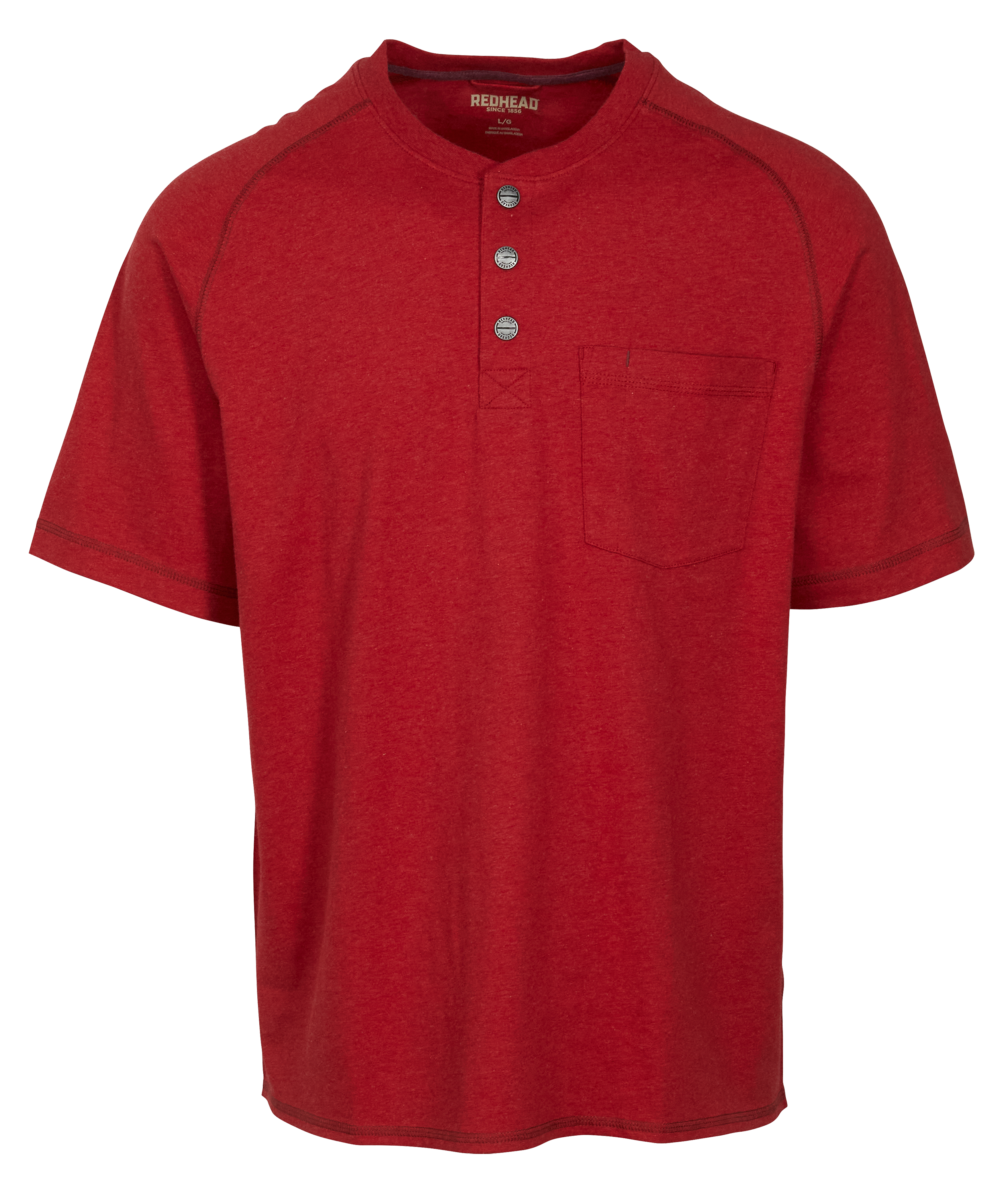 Image of RedHead Pro Series Short-Sleeve Pocket Henley for Men - Red Heather - M