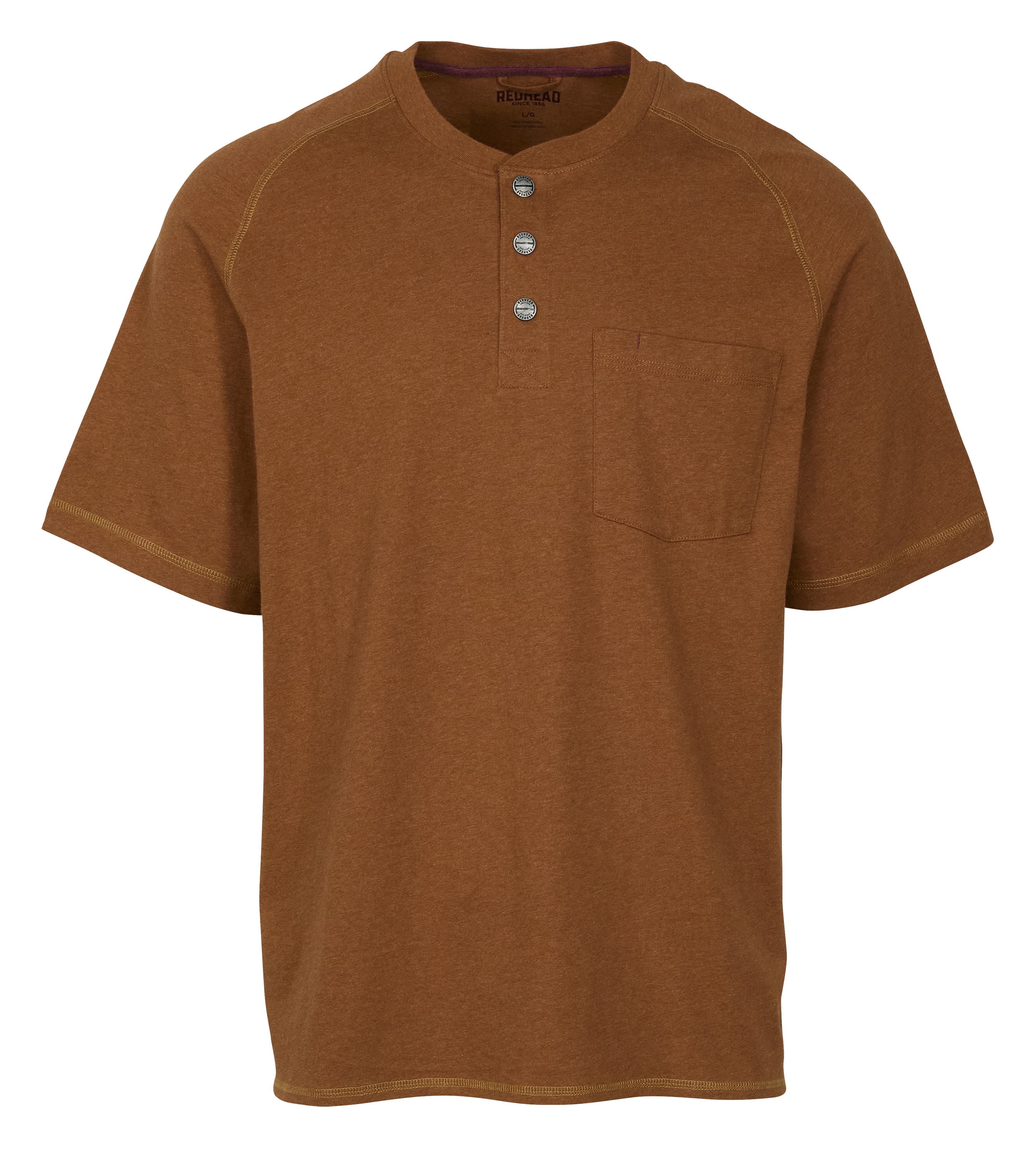 Image of RedHead Pro Series Short-Sleeve Pocket Henley for Men - Toffee Heather - S