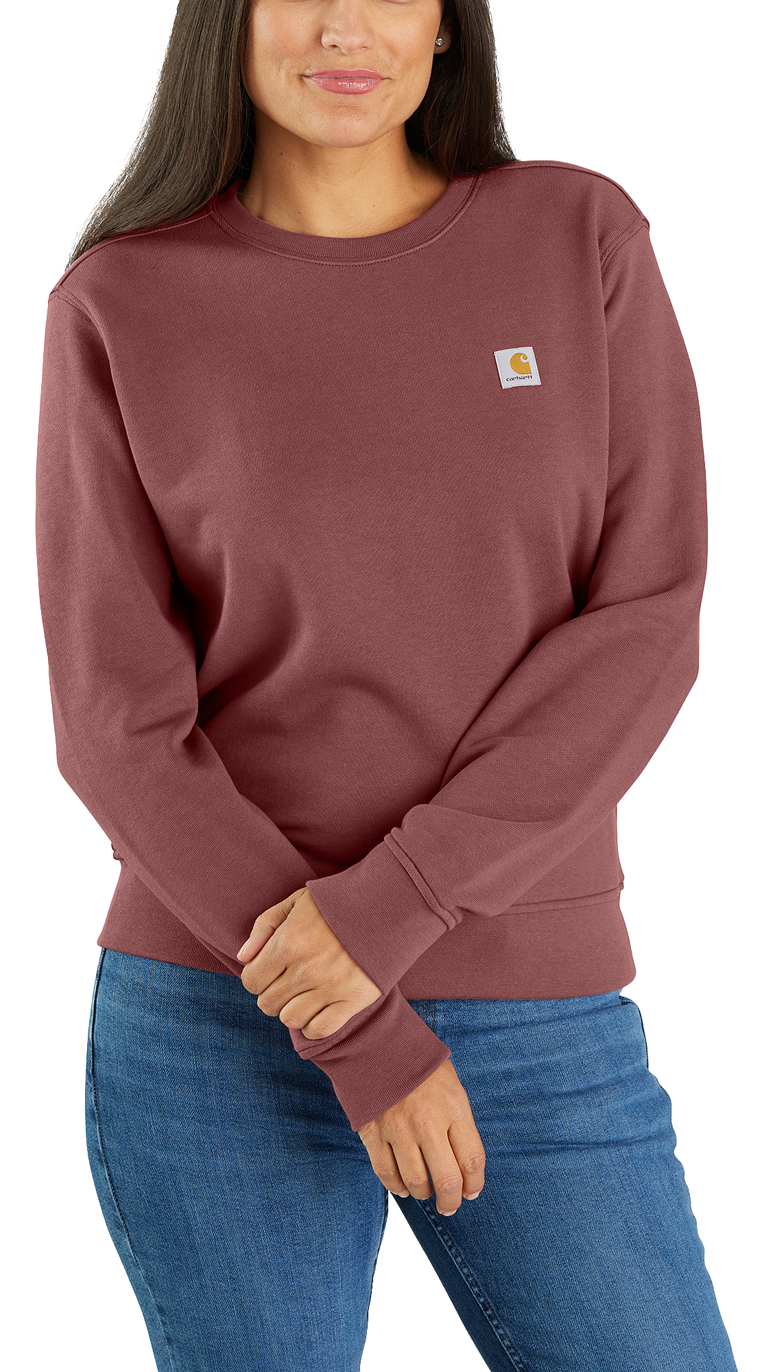 Image of Carhartt Relaxed-Fit Midweight French Terry Crew-Neck Sweatshirt for Ladies - Apple Butter - S