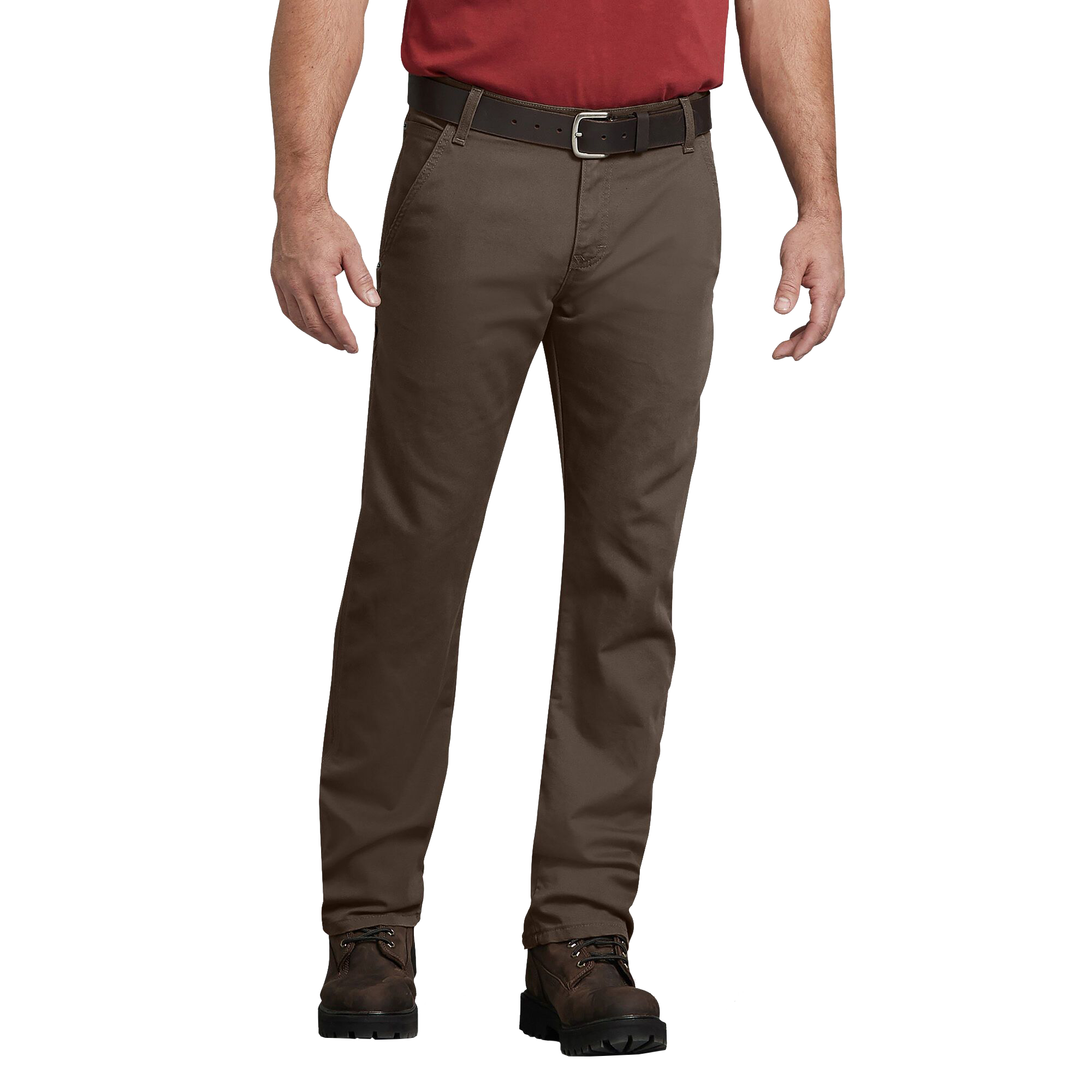 Image of Dickies FLEX Regular Fit Straight-Leg Tough Max Duck Carpenter Pants for Men - Stonewashed Mushroom