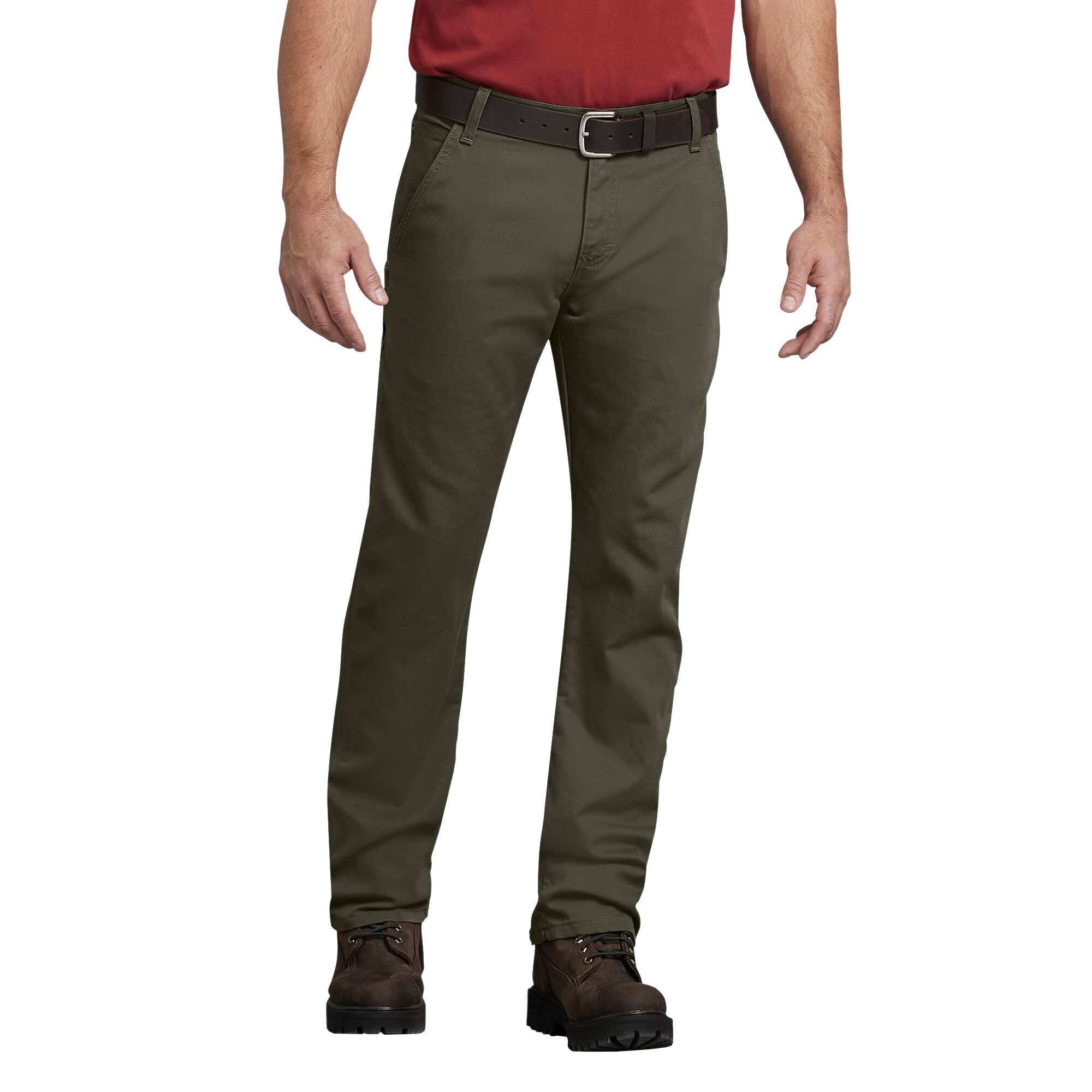 Dickies FLEX Regular Fit Straight-Leg Tough Max Duck Carpenter Pants for Men - Stonewashed Moss - 32x34