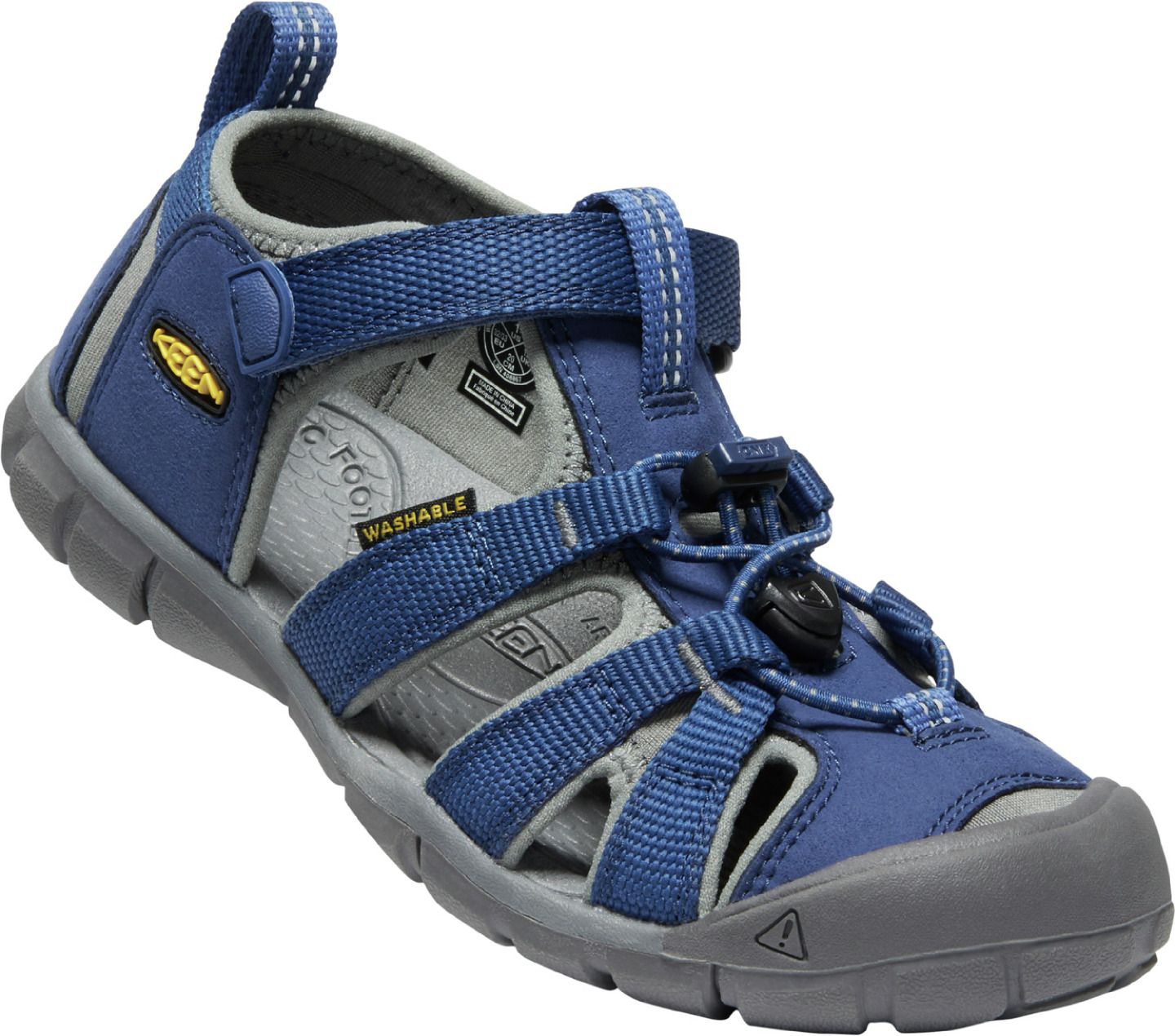 Image of KEEN Seacamp II CNX Water Sandals for Kids - Blue Depths/Gargoyle - 4 Kids