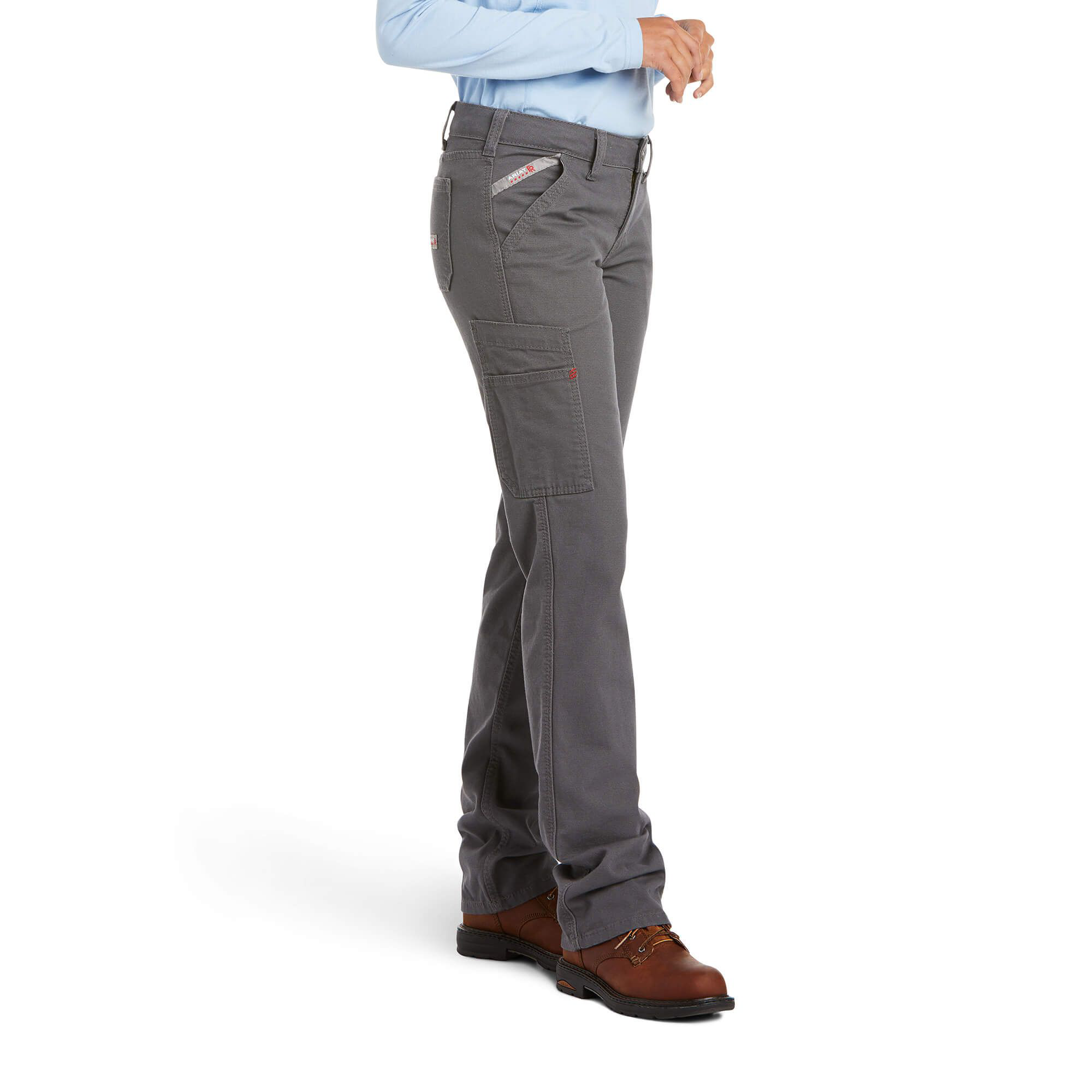 Ariat Flame-Resistant Stretch DuraLight Canvas Stackable Straight-Leg Pants for Ladies - Gray - 20W - Long