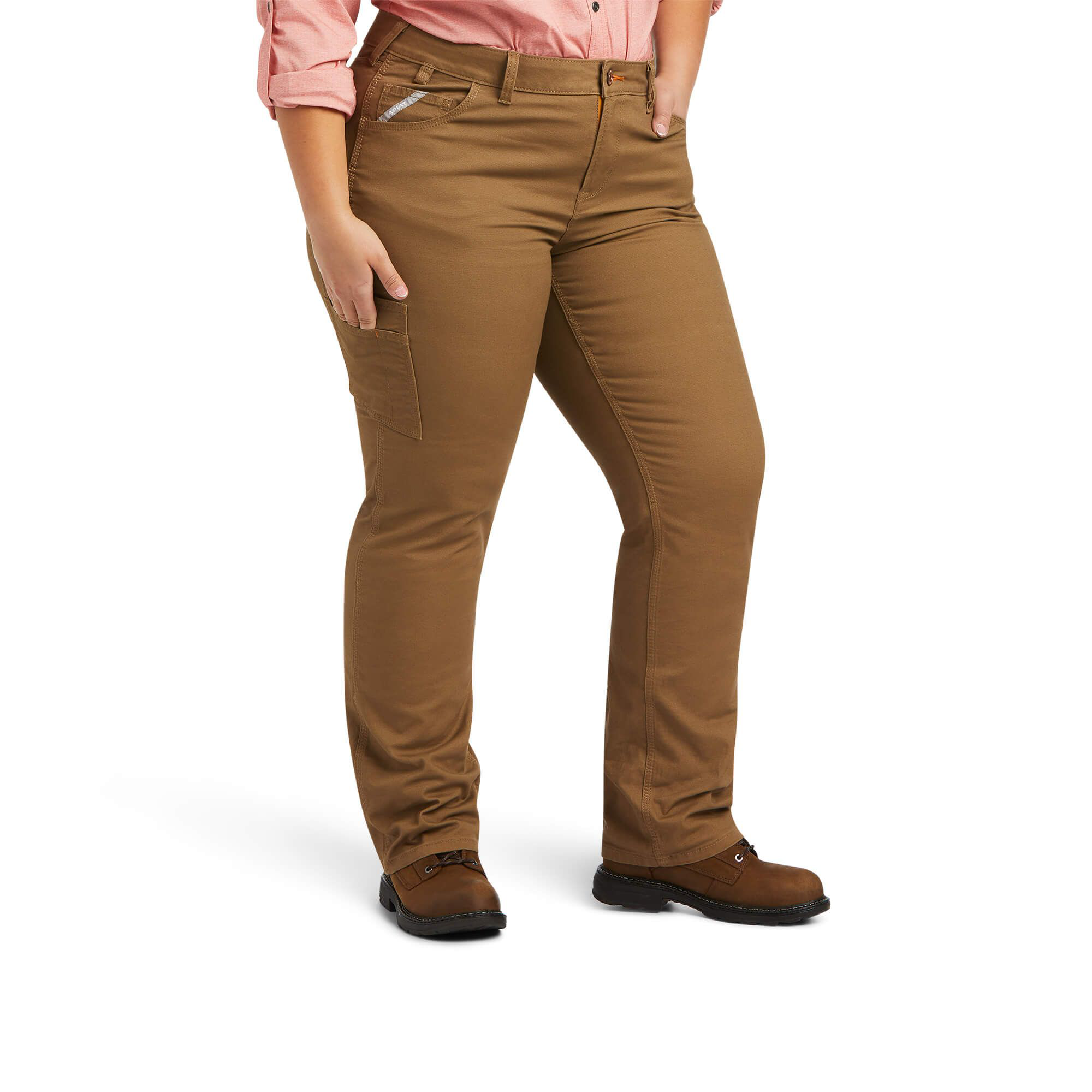 Ariat Rebar DuraStretch Made Tough Straight-Leg Pants for Ladies - Field Khaki - 16W - Regular