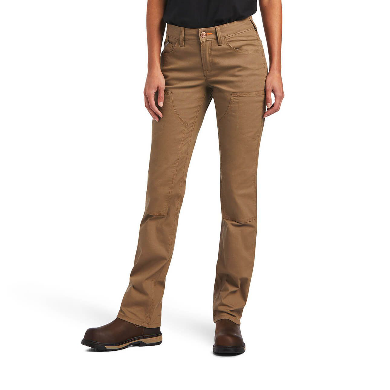Ariat Rebar DuraStretch Made Tough Double Front Pants for Ladies - Field Khaki - 32 - Long