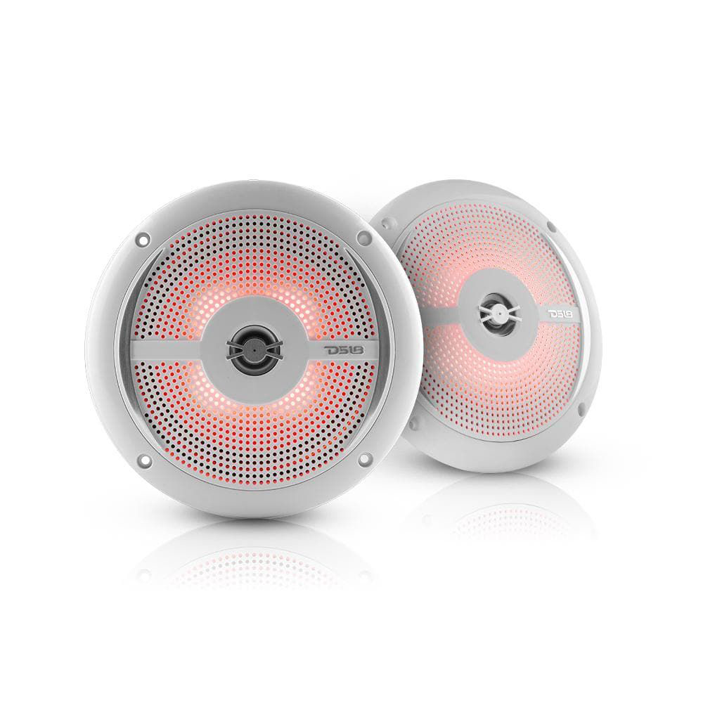 Image of "DS18 HYDRO 6.5"" 2-Way Marine Slim Speaker Pair with Integrated RGB LED Lights - White"