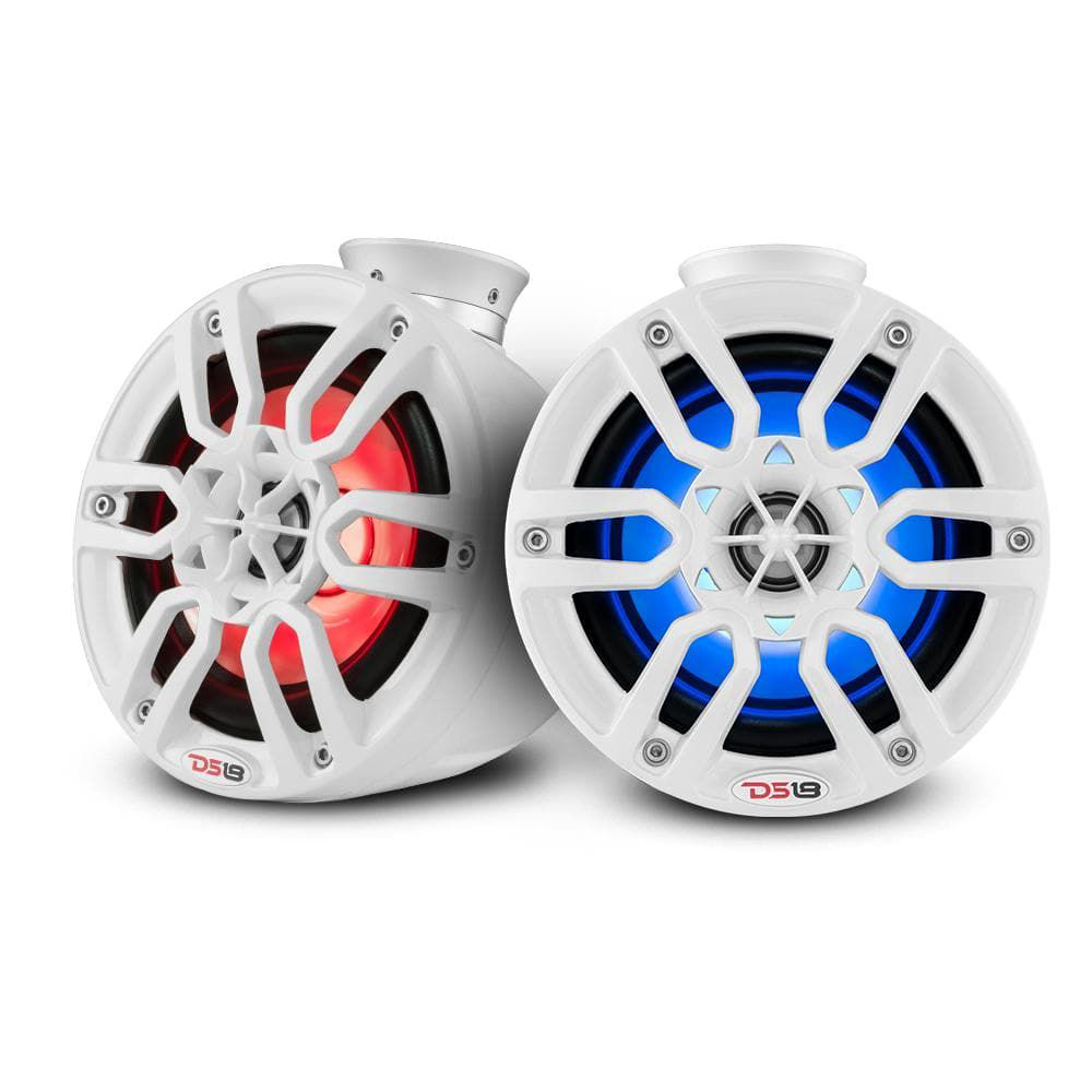 Image of DS18 HYDRO NXL-PS6 6.5'' Water-Resistant Marine Speakers with Integrated RGB LED Lights - White