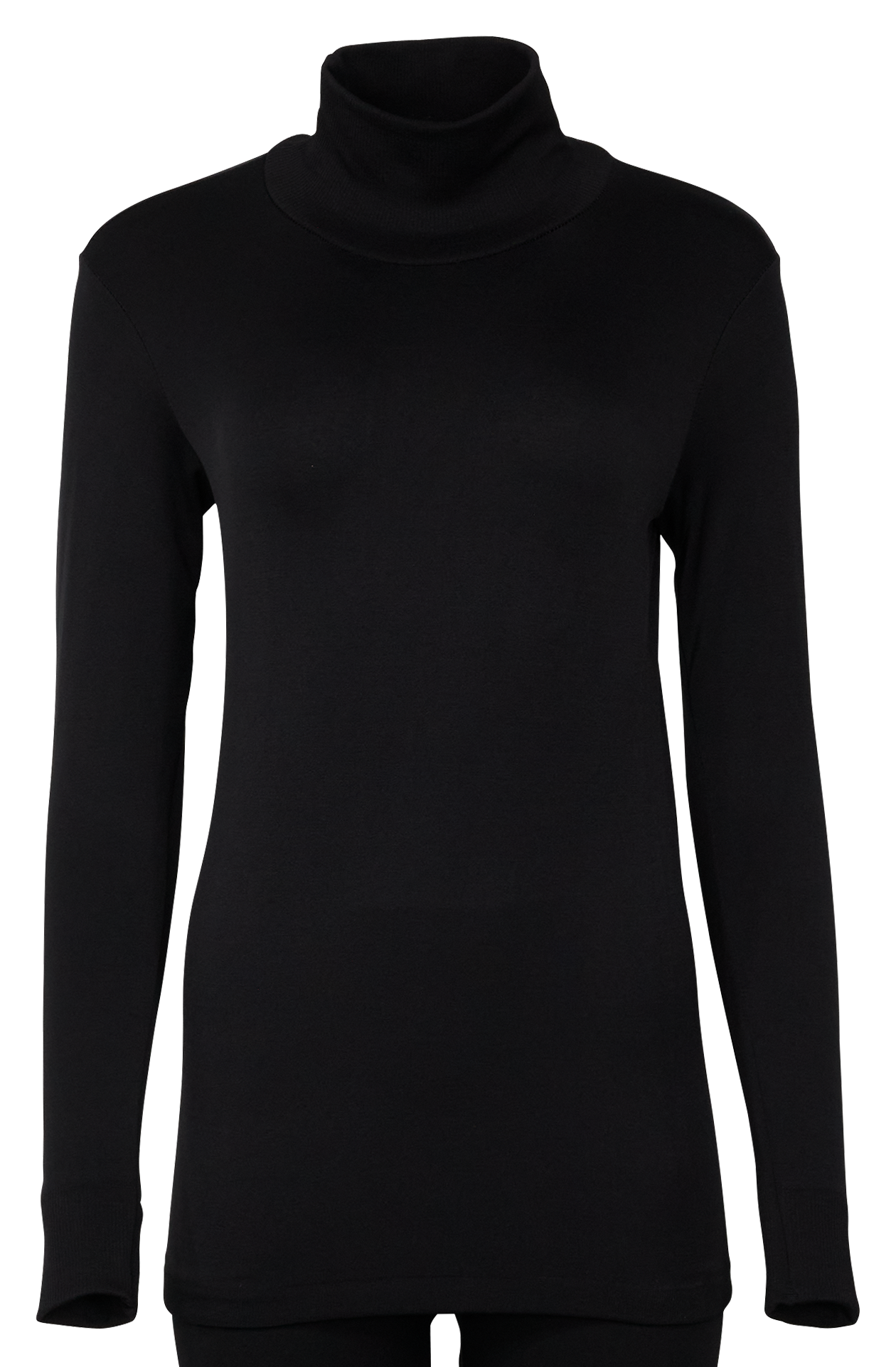 Image of Natural Reflections Seamless Long-Sleeve Mock-Neck T-Shirt - Black - M
