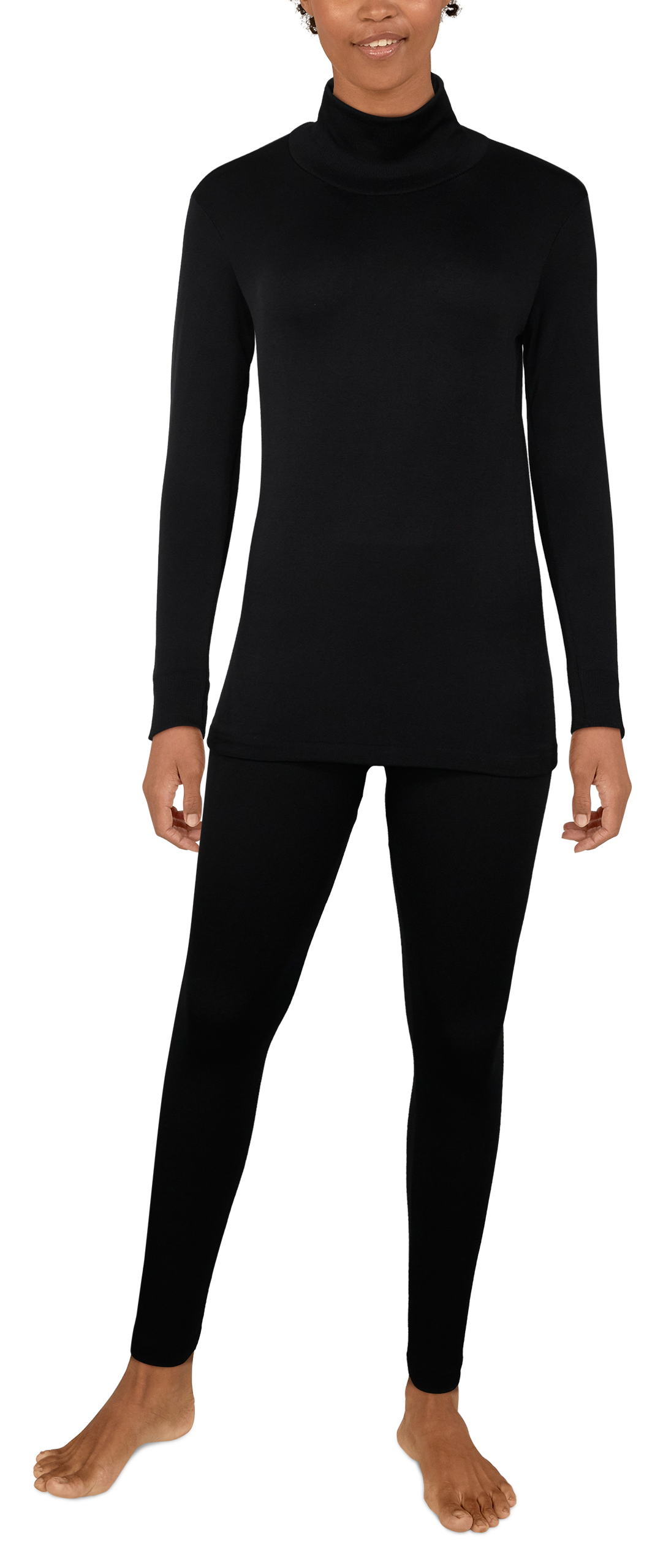 NATURAL REFLECTIONS Seamless Long-Sleeve Mock-Neck T-Shirt for Ladies