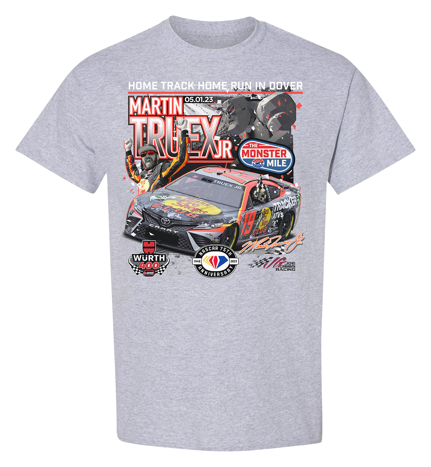 Image of NASCAR Martin Truex Jr. Dover Win Short-Sleeve T-Shirt for Men - Sport Grey
