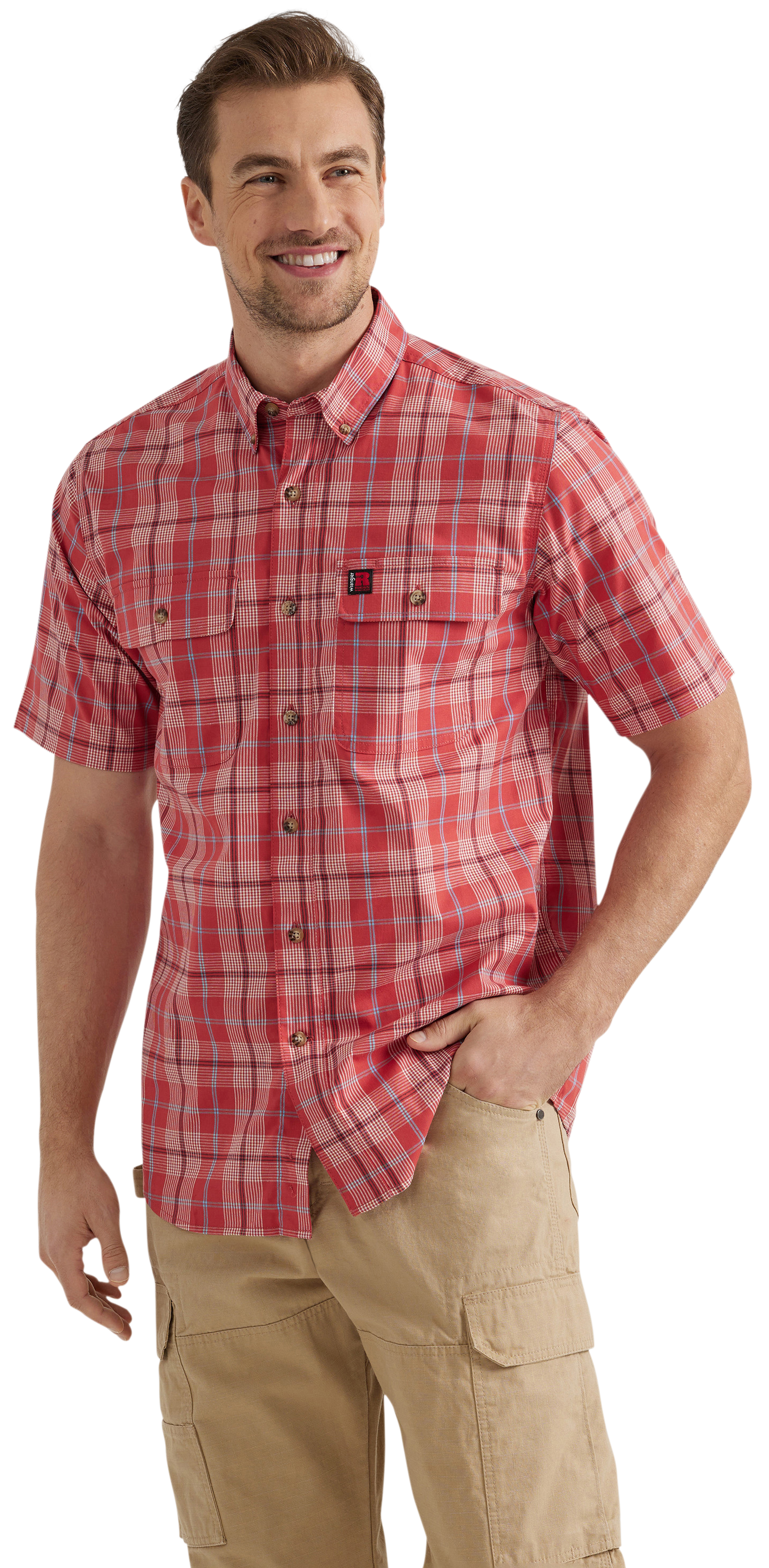 WRANGLER Riggs Workwear Foreman Plaid Short-Sleeve Shirt for Men