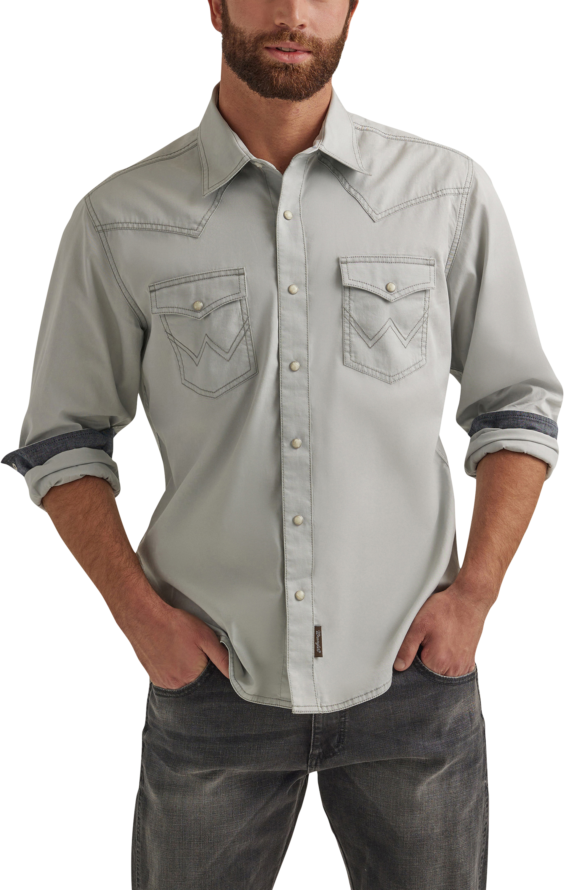 Wrangler Mens Fishing Shirt XL Gray Long Sleeve