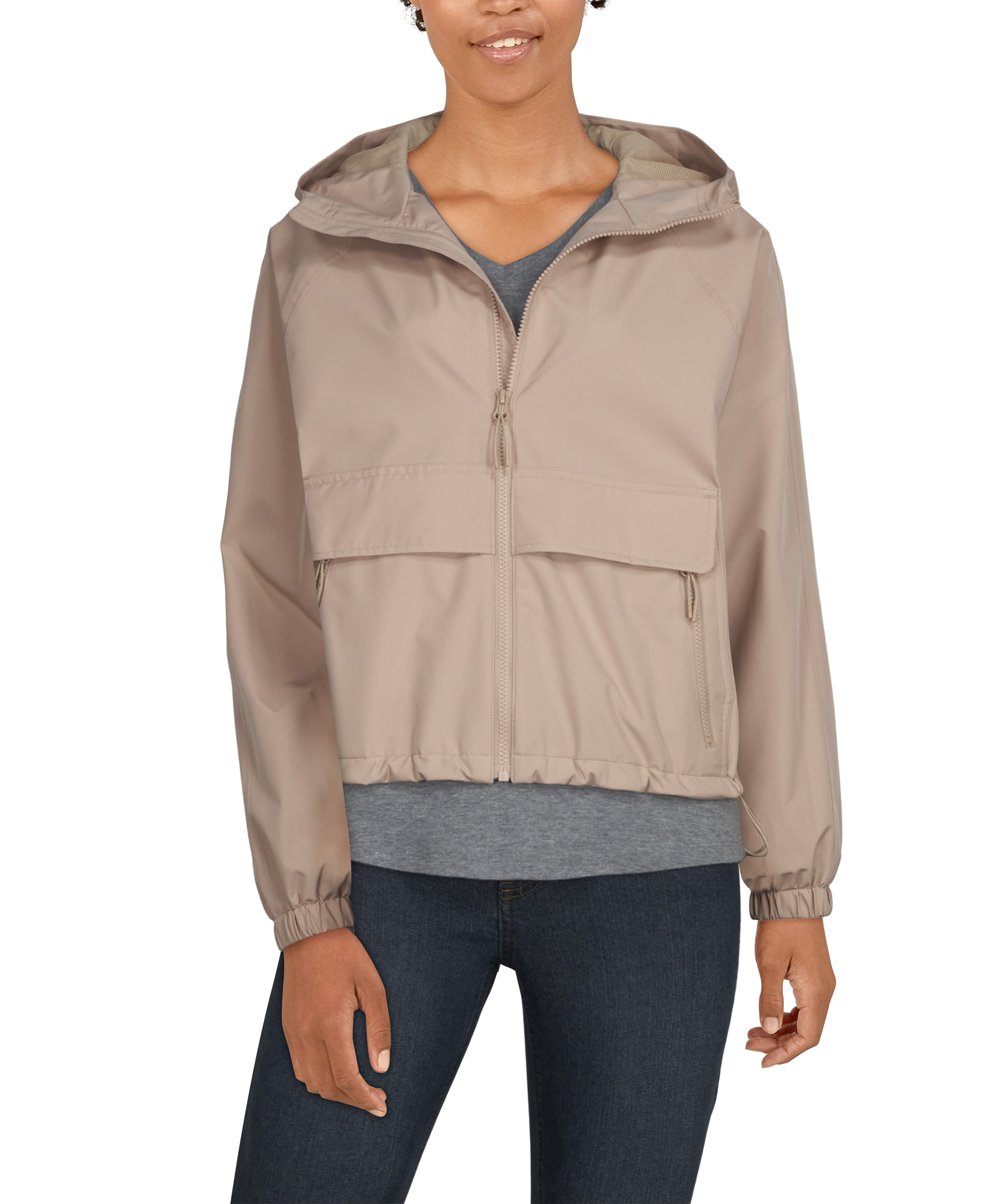 Image of Natural Reflections Landscape Windbreaker for Ladies - Light Taupe - M