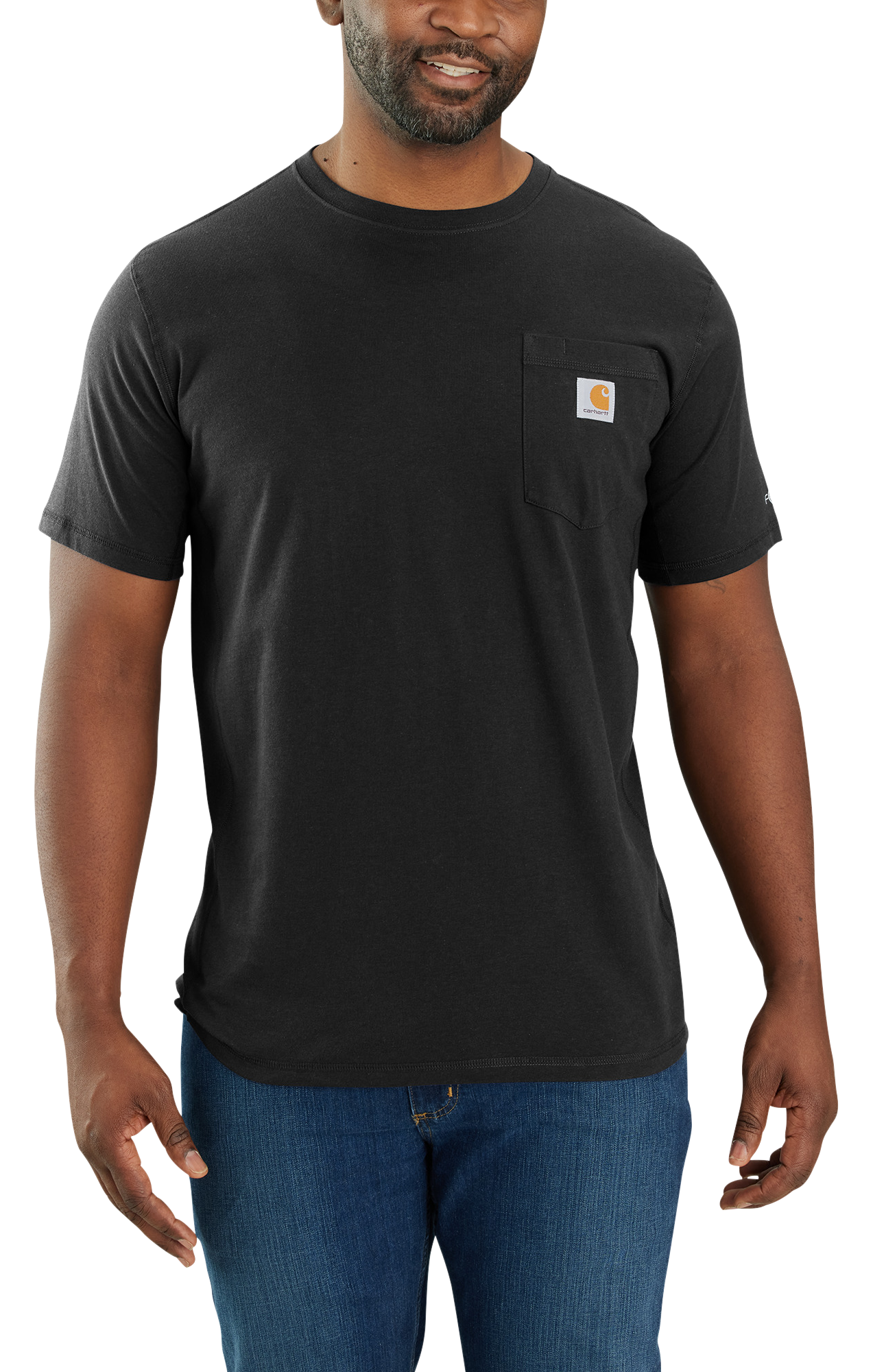 Image of Carhartt Force Relaxed-Fit Midweight Short-Sleeve Pocket T-Shirt for Men - Black - 4XL