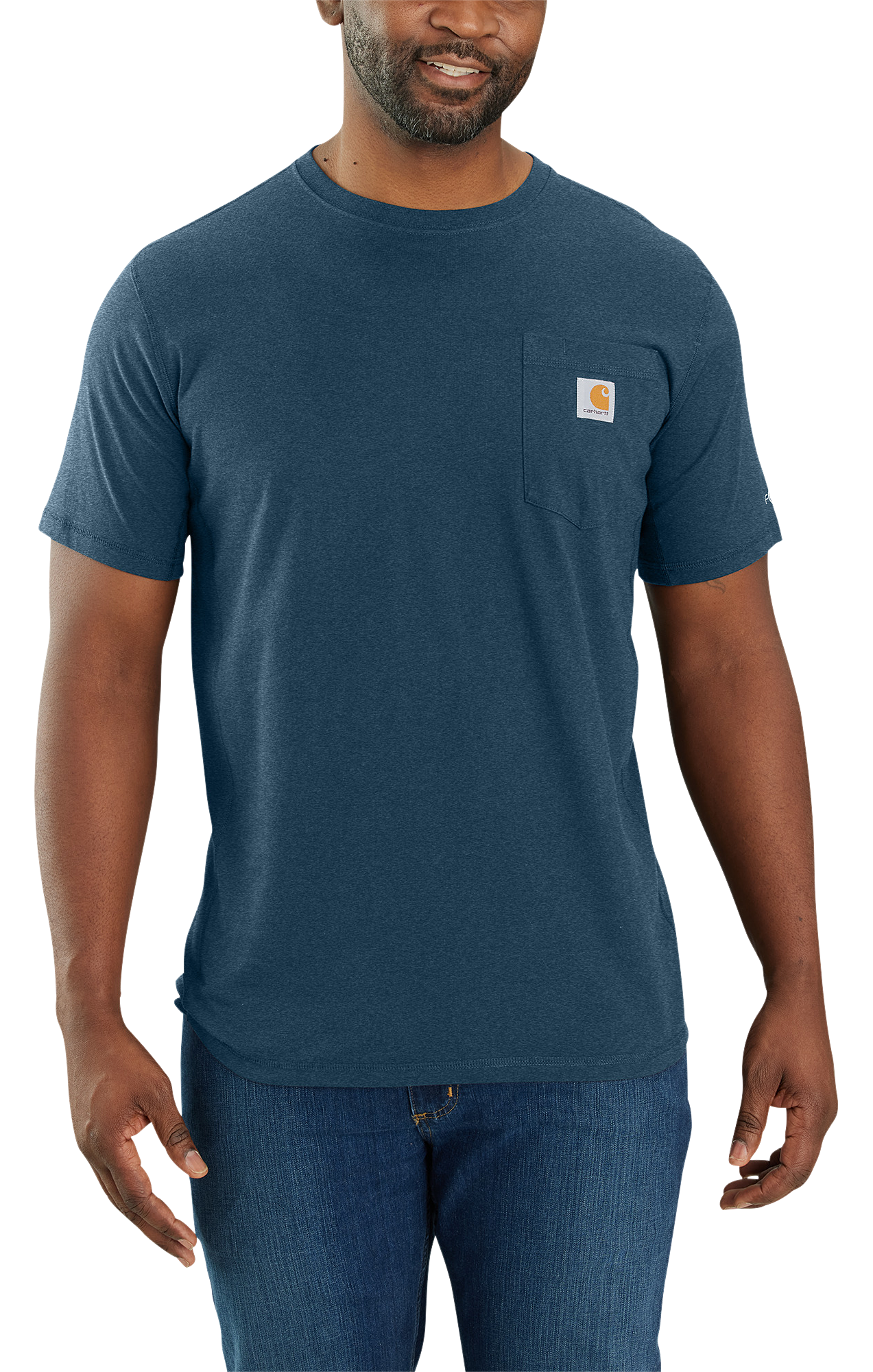 Image of Carhartt Force Relaxed-Fit Midweight Short-Sleeve Pocket T-Shirt for Men - Light Huron Heather - M