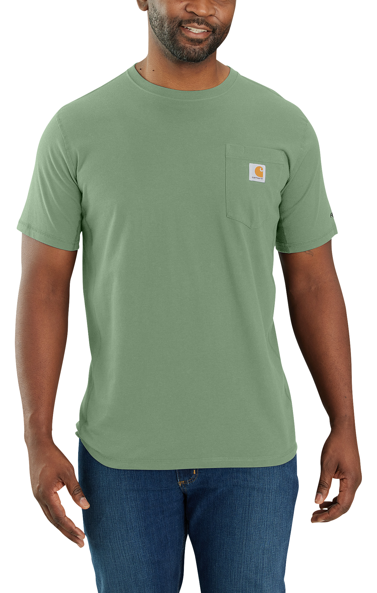 Image of Carhartt Force Relaxed-Fit Midweight Short-Sleeve Pocket T-Shirt for Men - Loden Frost - 4XL