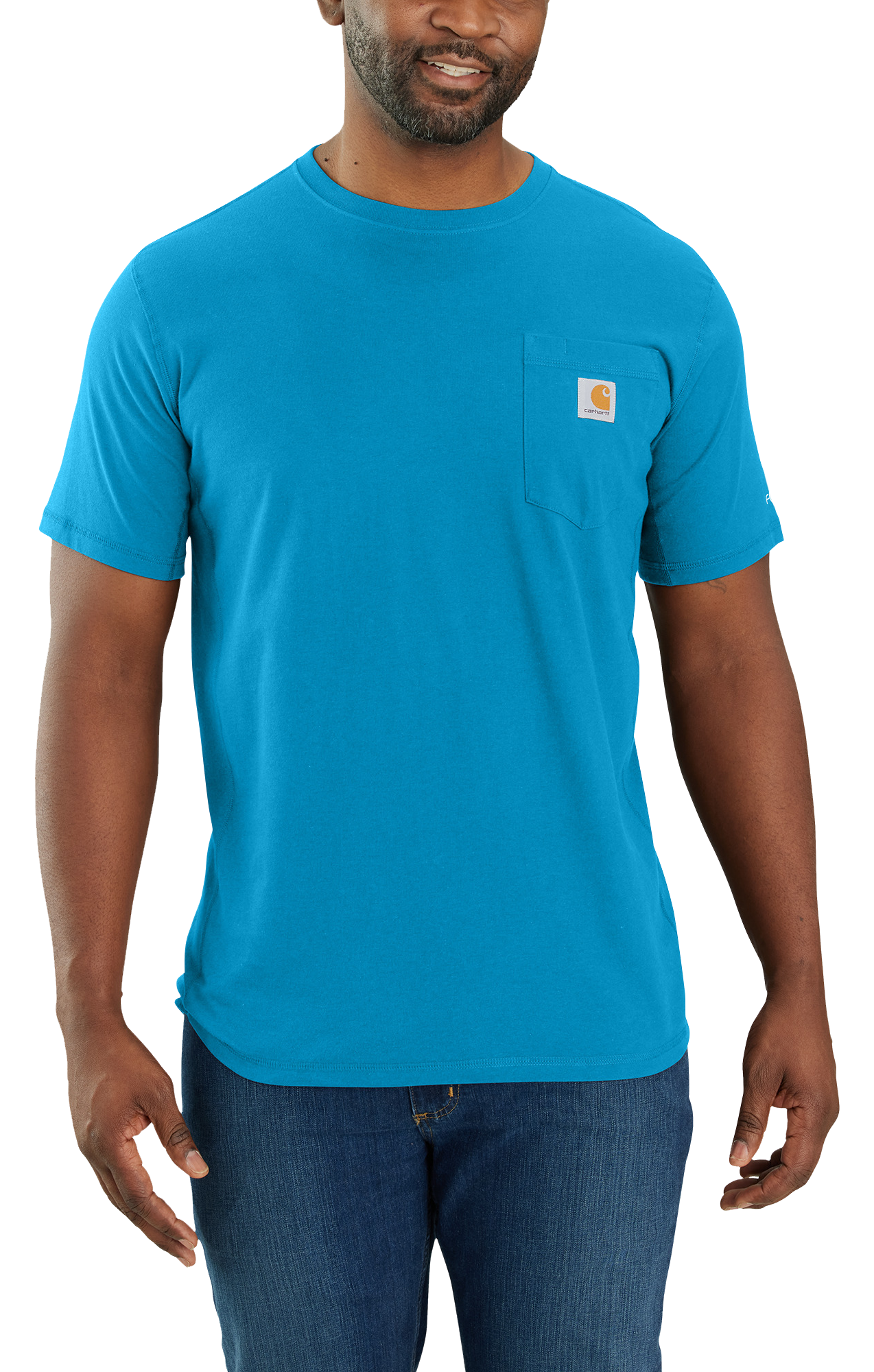 Image of Carhartt Force Relaxed-Fit Midweight Short-Sleeve Pocket T-Shirt for Men - Atomic Blue - M