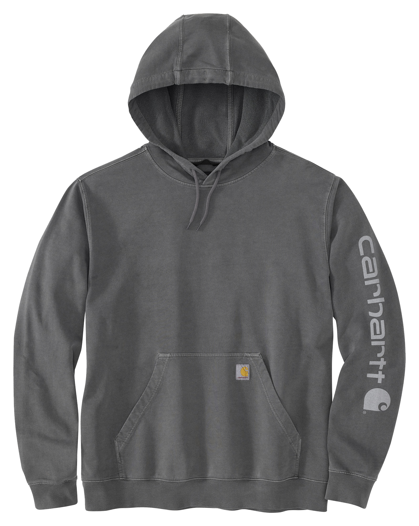 Image of Carhartt Relaxed-Fit Garment-Dyed Graphic Long-Sleeve Hooded Sweatshirt - Shadow