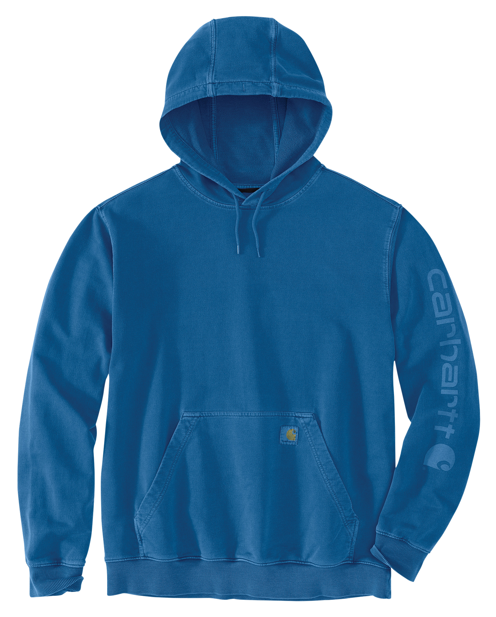 Carhartt Relaxed-Fit Garment-Dyed Graphic Long-Sleeve Hooded Sweatshirt for Men - Deep Lagoon