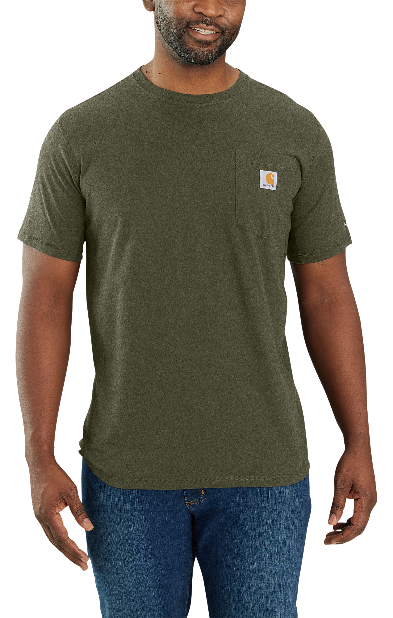 Image of Carhartt Force Relaxed-Fit Midweight Short-Sleeve Pocket T-Shirt for Men - Basil Heather - 3XL