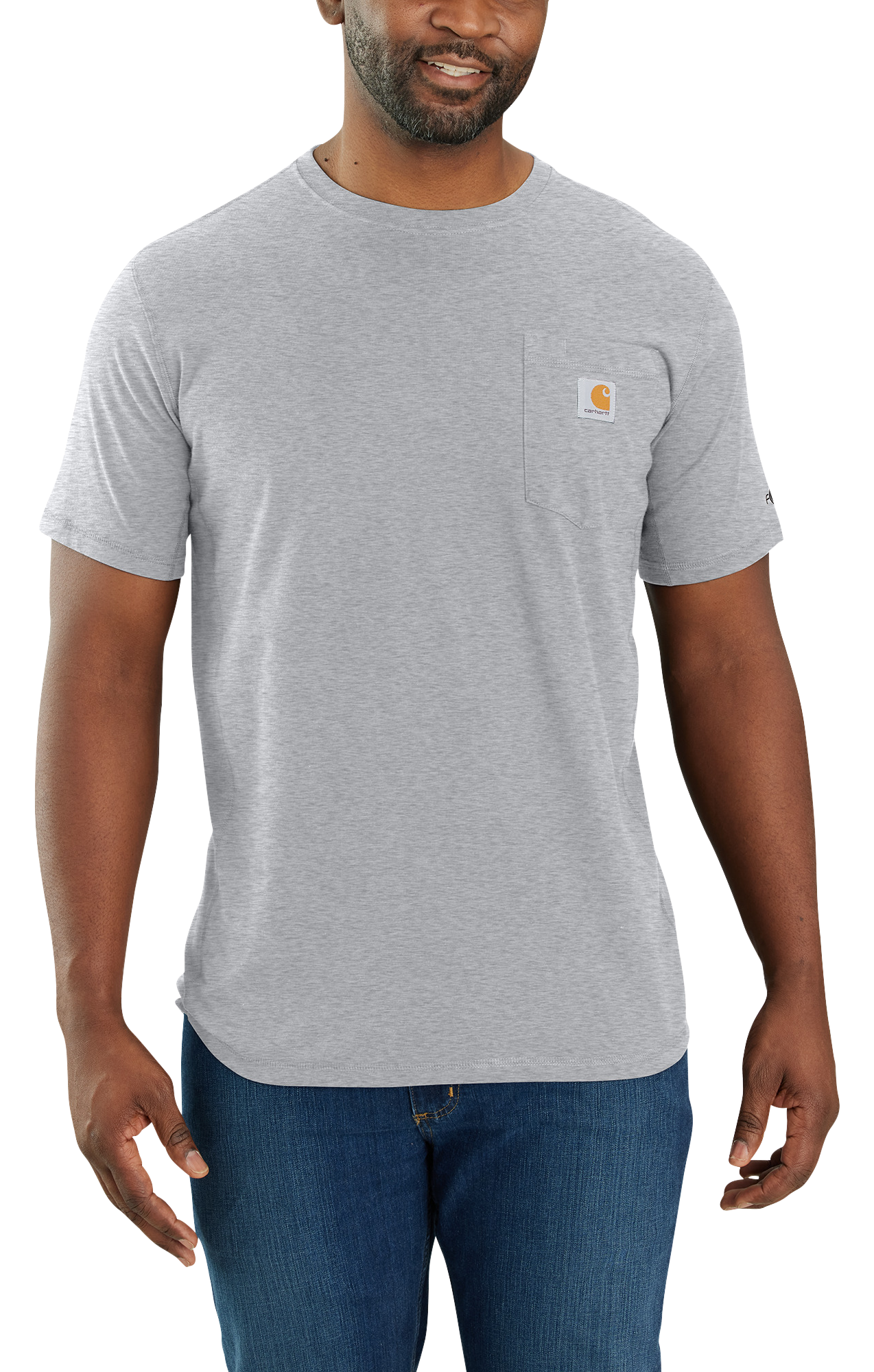 Image of Carhartt Force Relaxed-Fit Midweight Short-Sleeve Pocket T-Shirt for Men - Heather Grey - XL