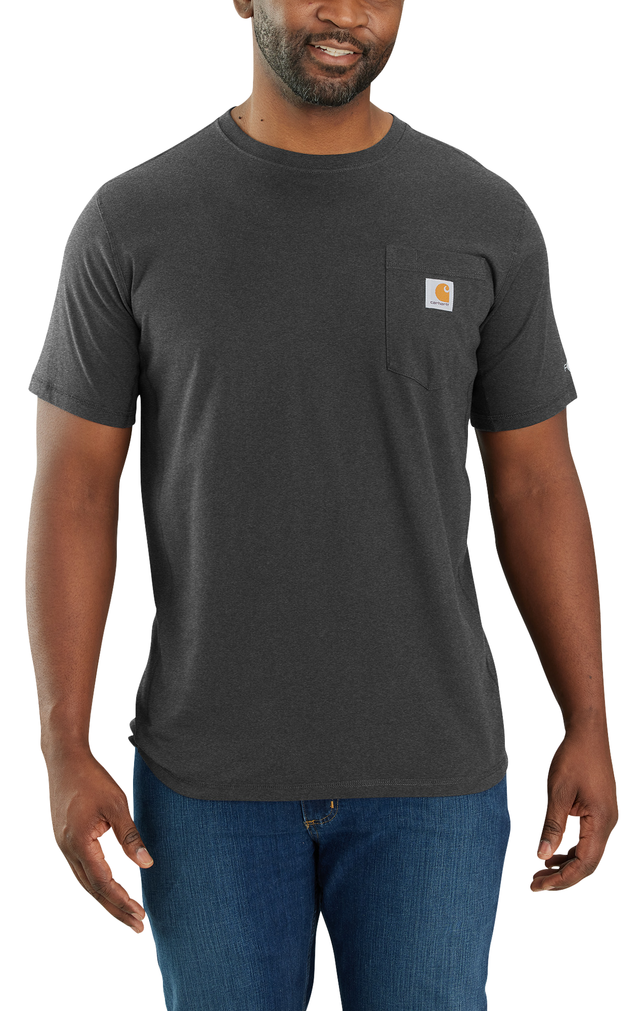 Image of Carhartt Force Relaxed-Fit Midweight Short-Sleeve Pocket T-Shirt for Men - Carbon Heather - 4XL