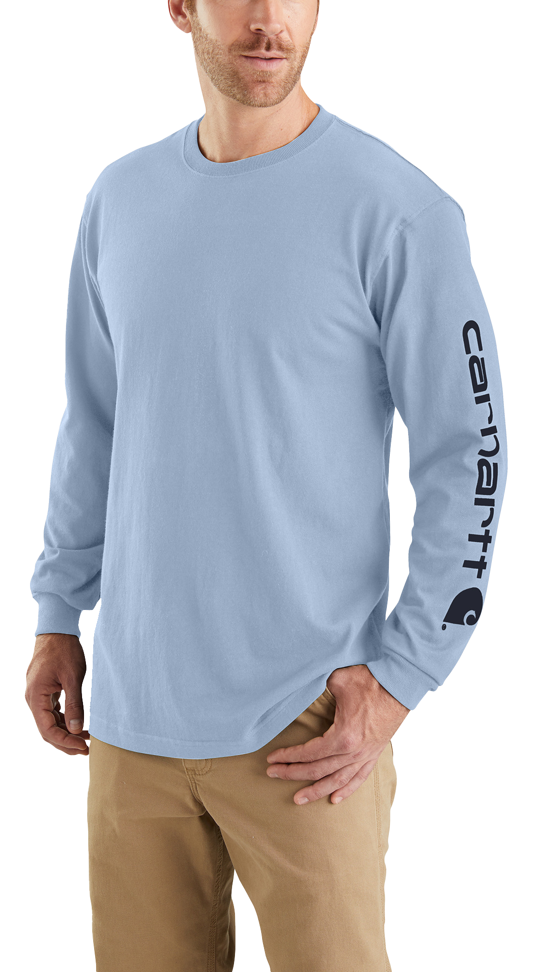Carhartt Men's Long Sleeve Graphic Logo T-Shirt, Heather Gray, XL
