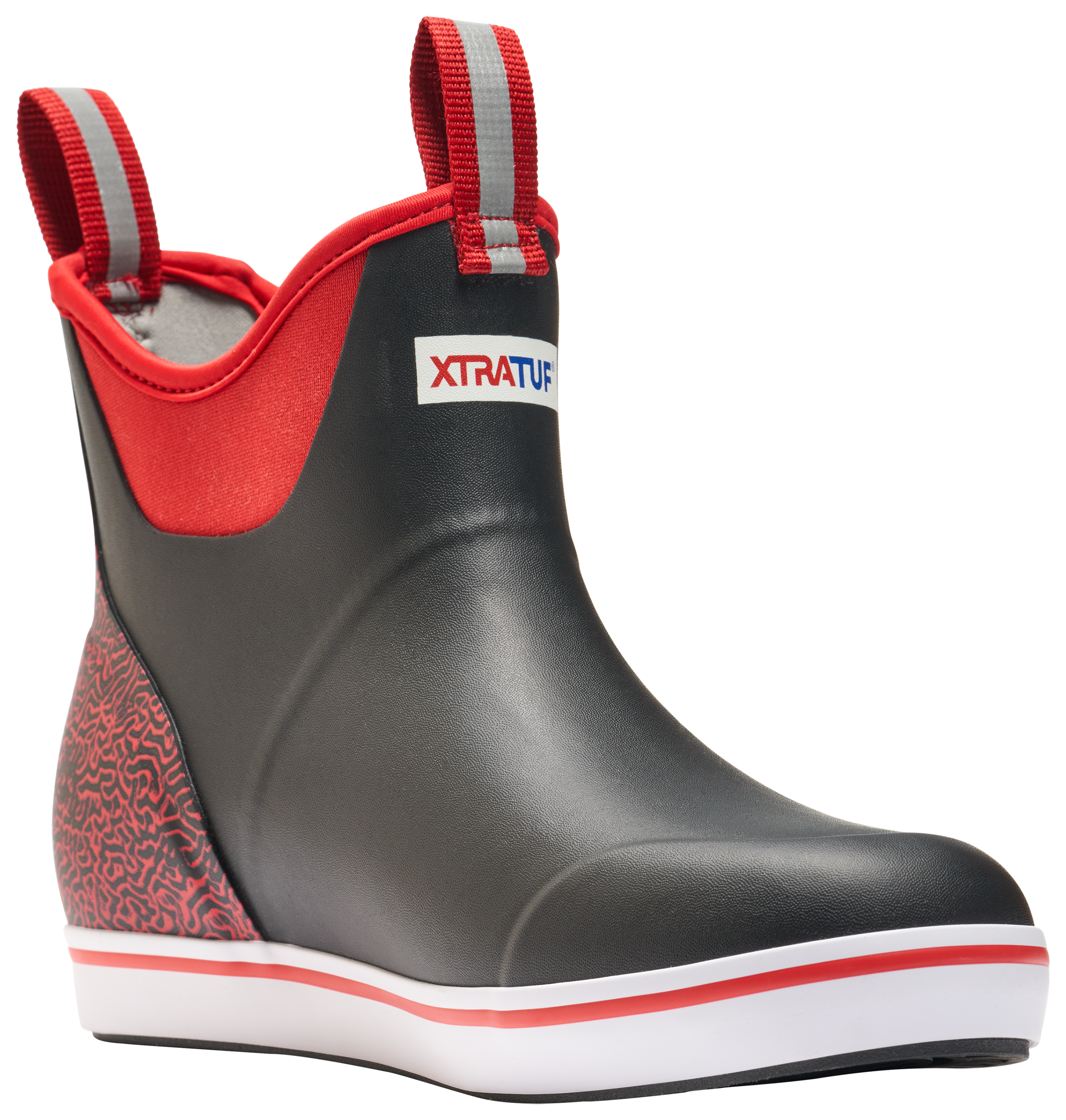 Image of Xtratuf Tailgate Ankle Deck Boots for Men - Black/Red - 6M