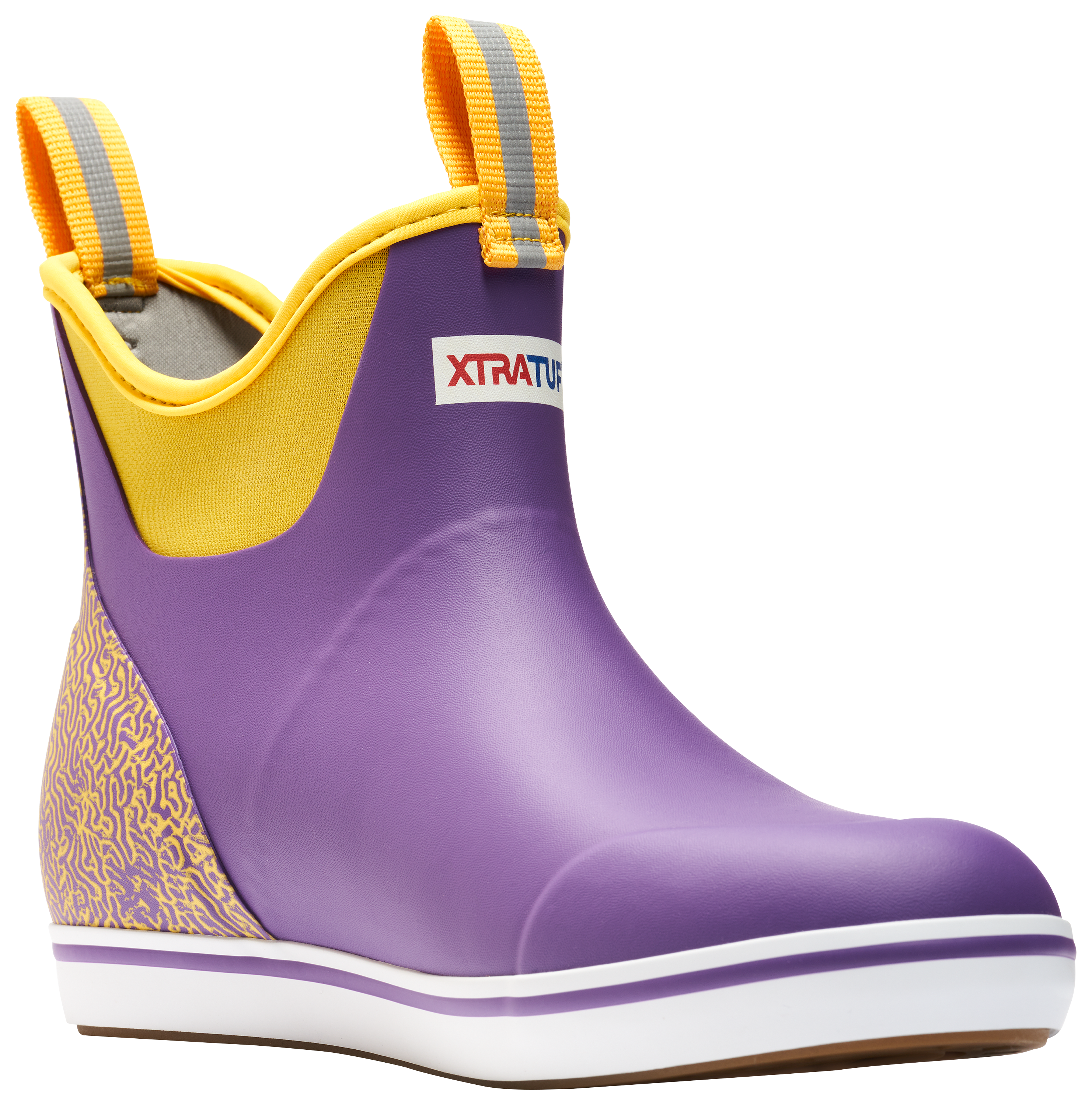 Image of Xtratuf Tailgate Ankle Deck Boots for Men - Purple/Yellow - 5M