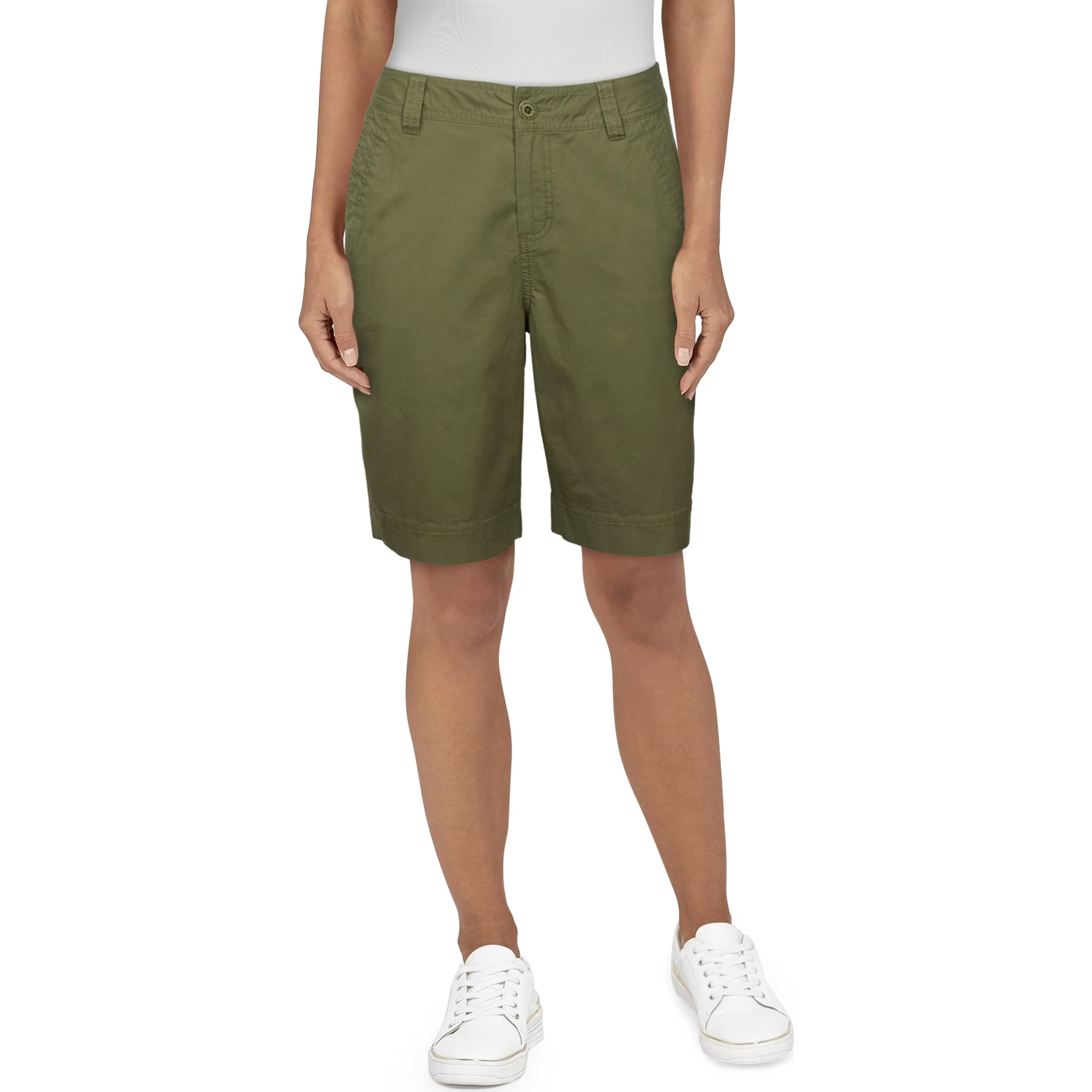 Natural Reflections Spring Valley Bermuda Shorts for Ladies - Deep Lichen Green - 6