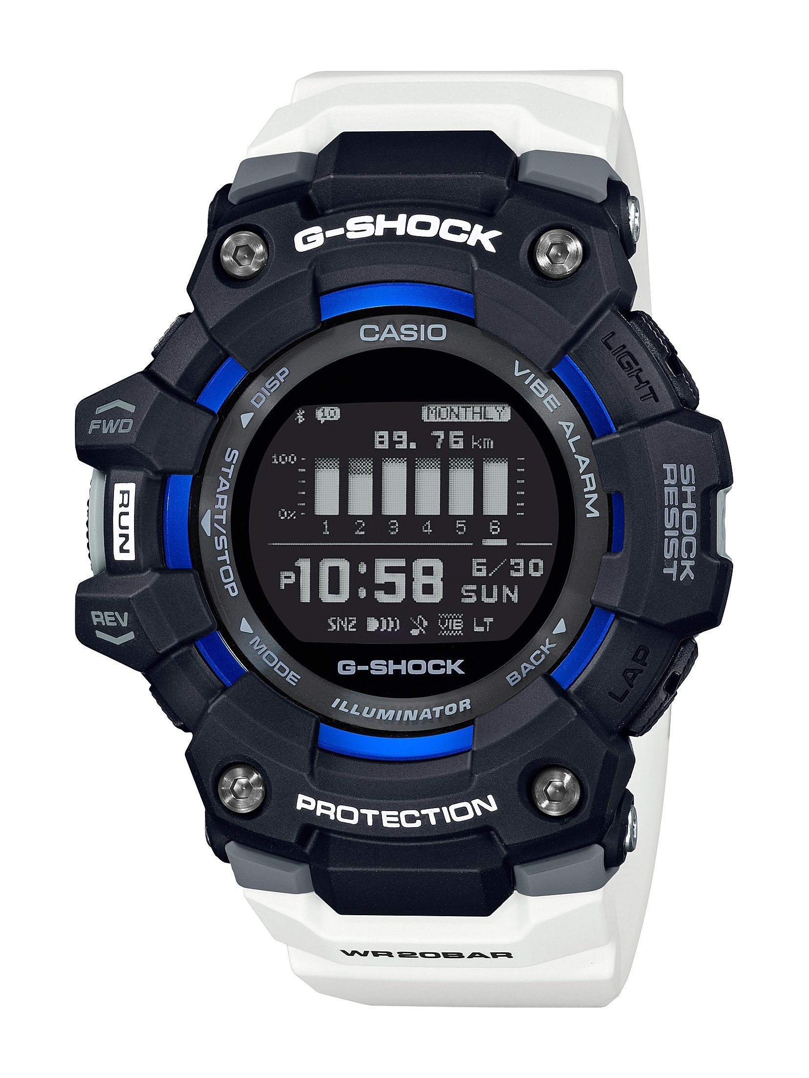 Casio G-Shock Move G-Squad Power Trainer GBD100 with Bluetooth Mobile Link Digital Watch - Black/Blue