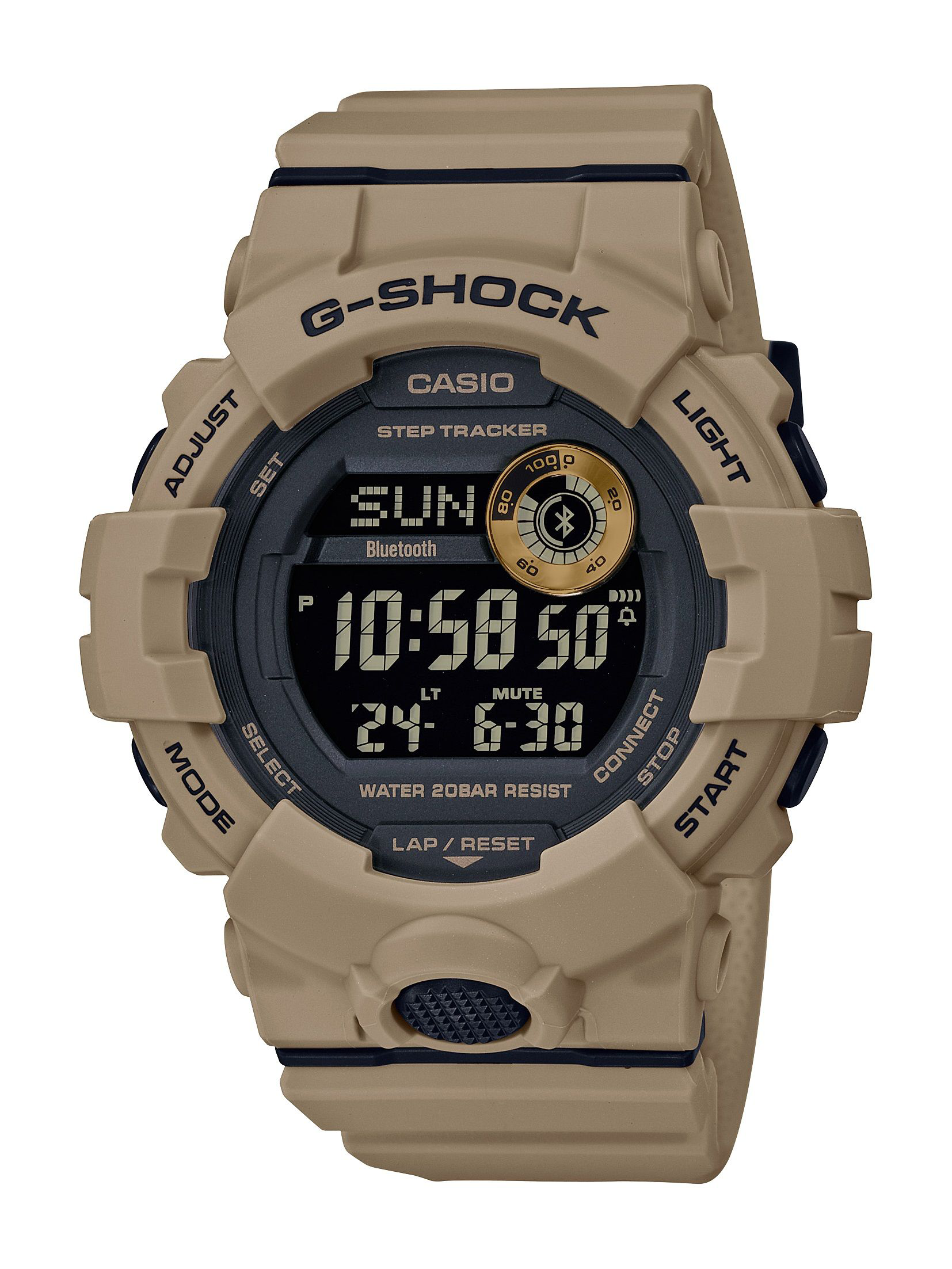 Image of Casio G-Shock Move G-Squad Power Trainer GBD800UC with Bluetooth Mobile Link Digital Watch - Tan