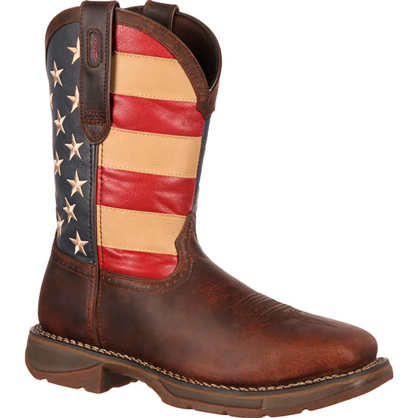 Image of Durango Rebel Patriotic Flag Steel Toe Western Boots for Men - Dark Brown/Union Flag