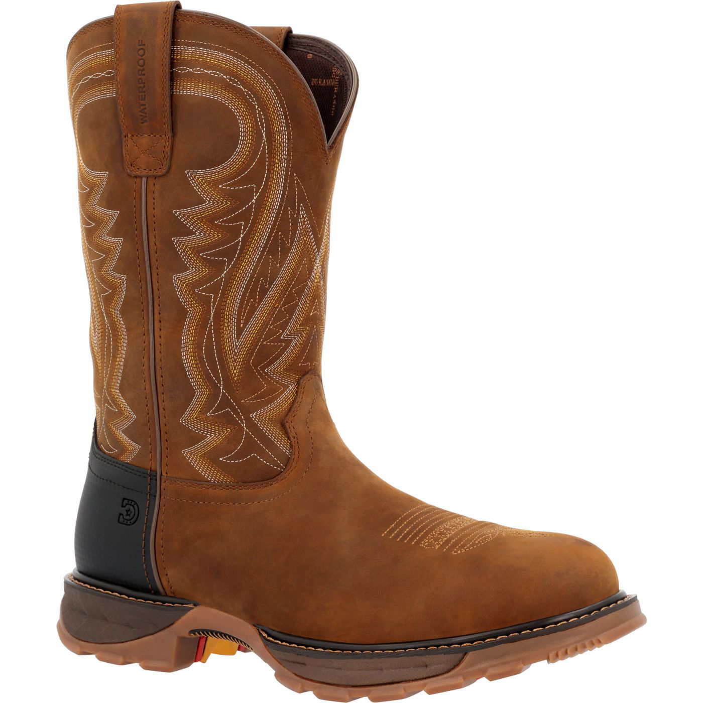 Image of Durango Maverick XP Steel-Toe Waterproof Pull-On Western Work Boots for Men - Coyote Brown - 9M