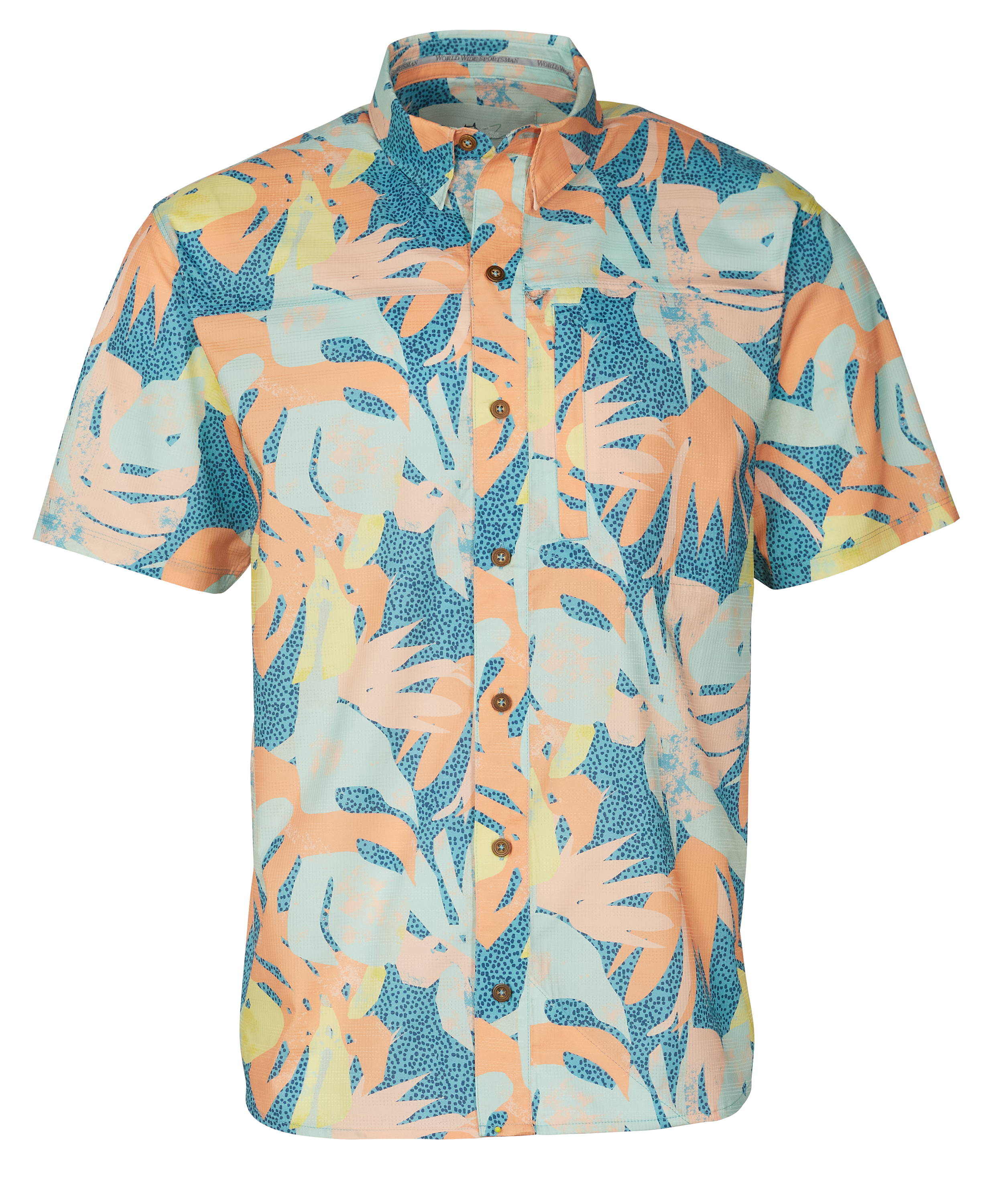 World Wide Sportsman Seacrest Print Short-Sleeve Shirt for Men - Coral Reef - S