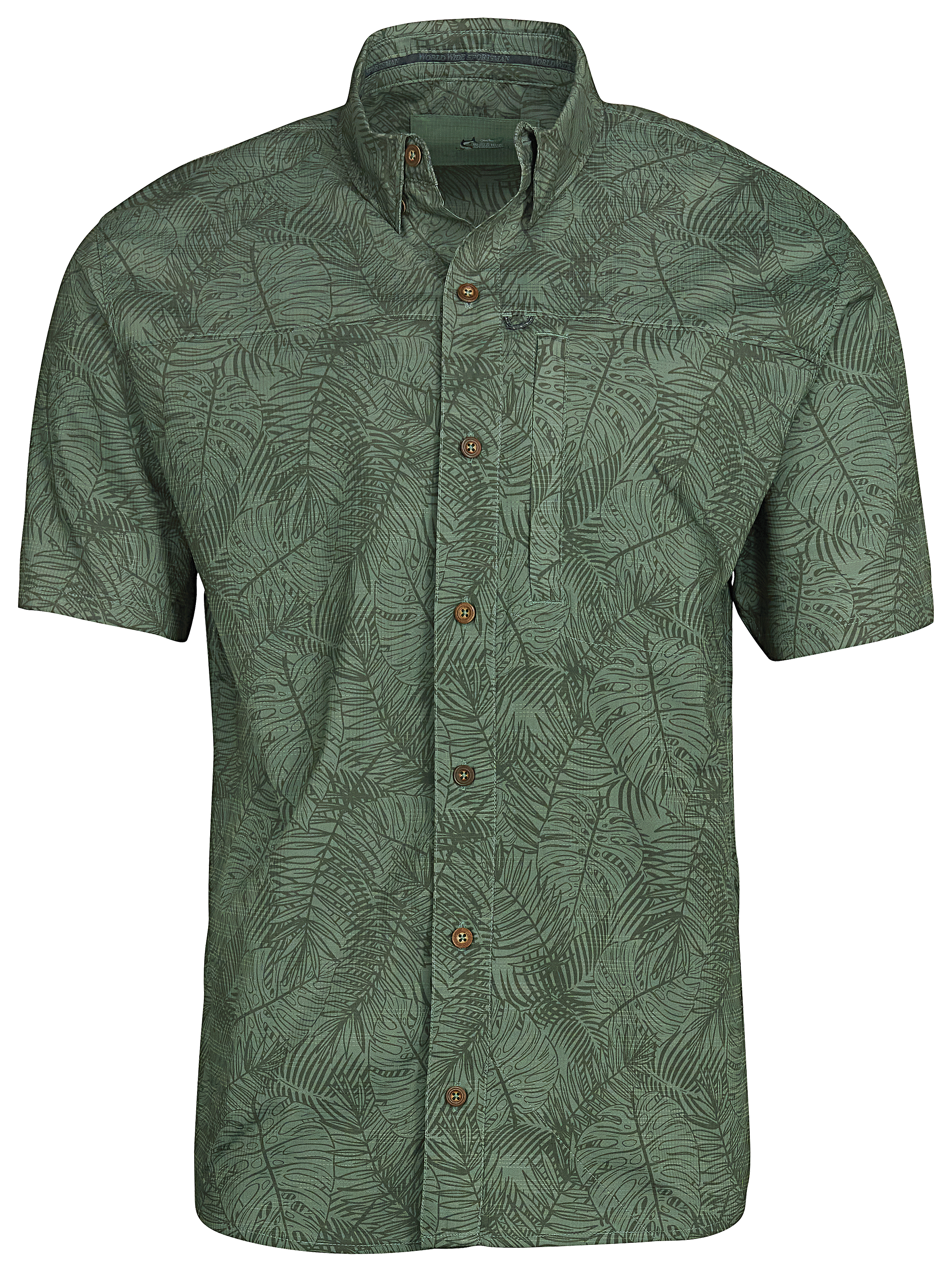 World Wide Sportsman Seacrest Print Short-Sleeve Shirt for Men - Sea Spray Palms - S