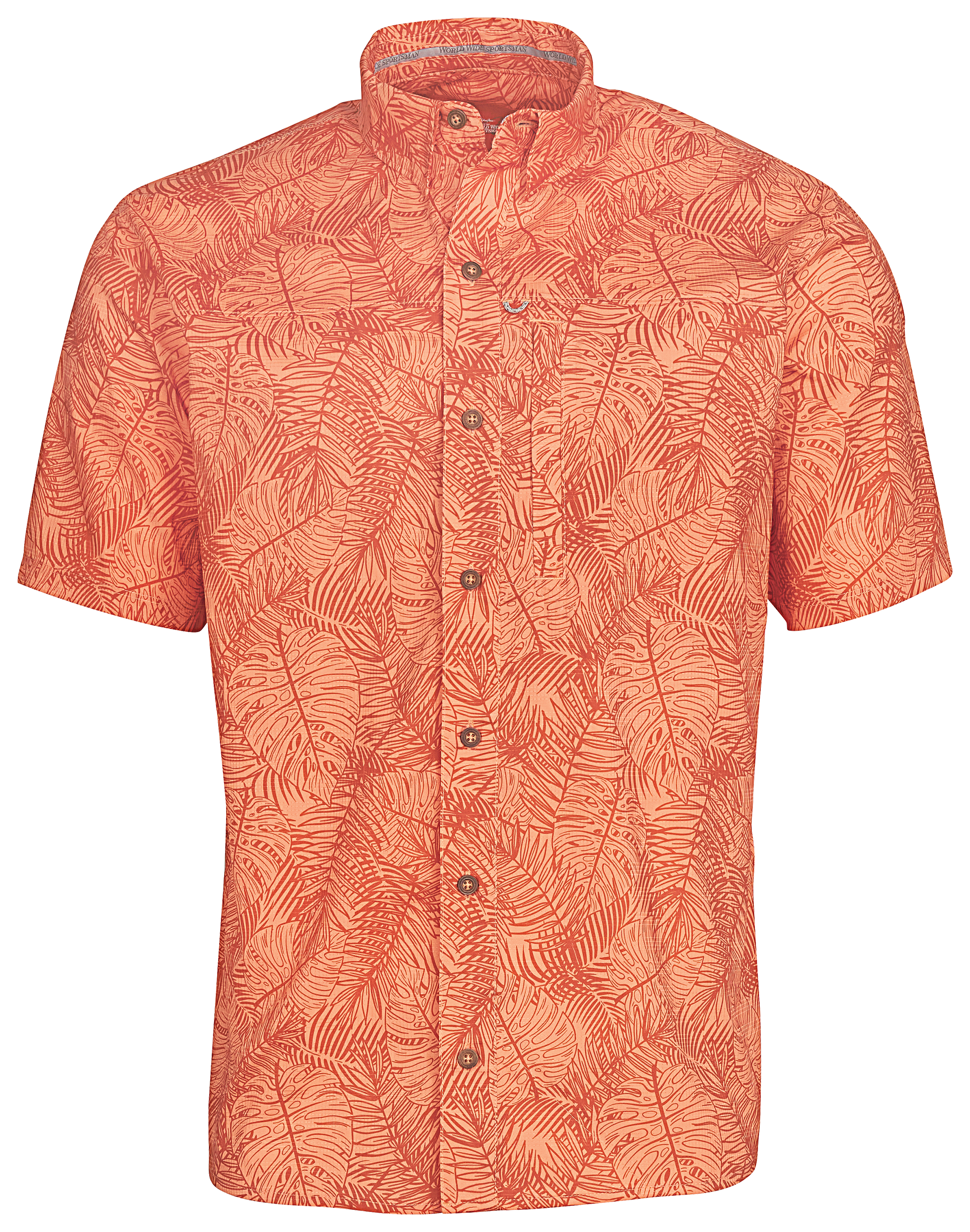 Image of World Wide Sportsman Seacrest Print Short-Sleeve Shirt for Men - Mango Palms - S