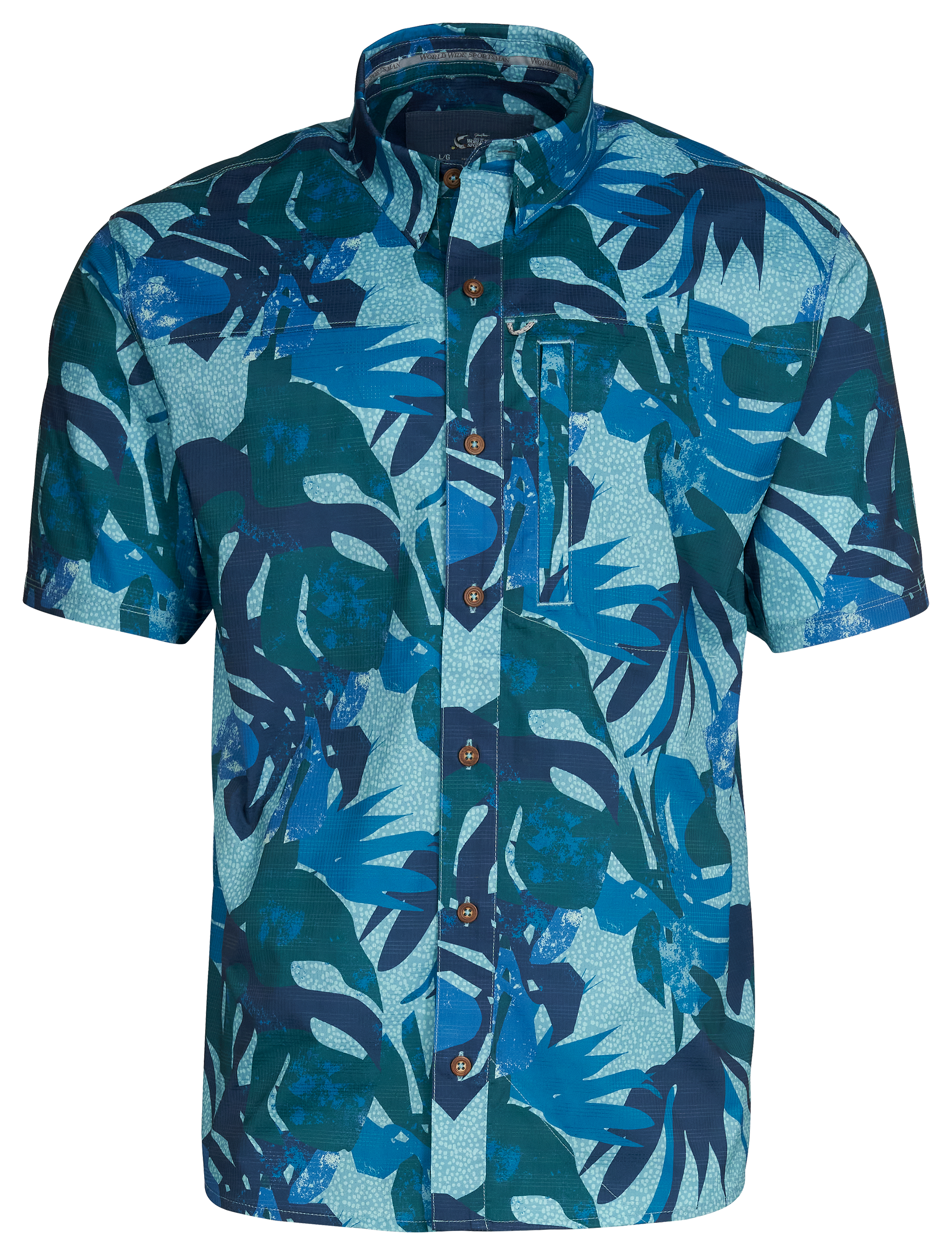 World Wide Sportsman Seacrest Print Short-Sleeve Shirt for Men - Blue Paradise - S