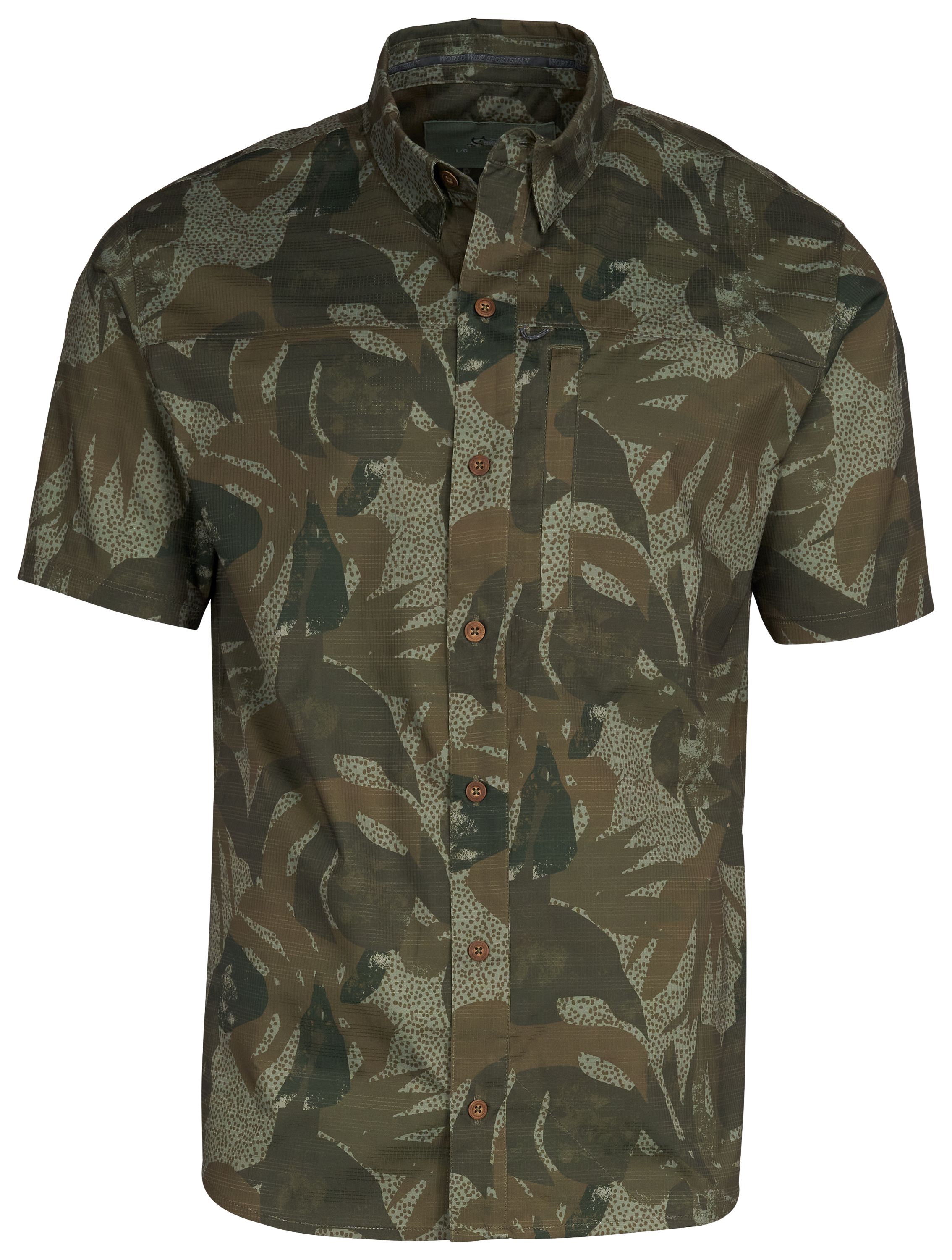 World Wide Sportsman Seacrest Print Short-Sleeve Shirt for Men - Green Paradise - L