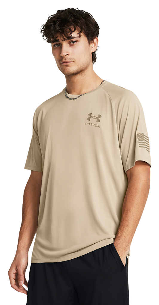 Under Armour Freedom Tech Short-Sleeve T-Shirt for Men - Desert Sand/Federal Tan - XL