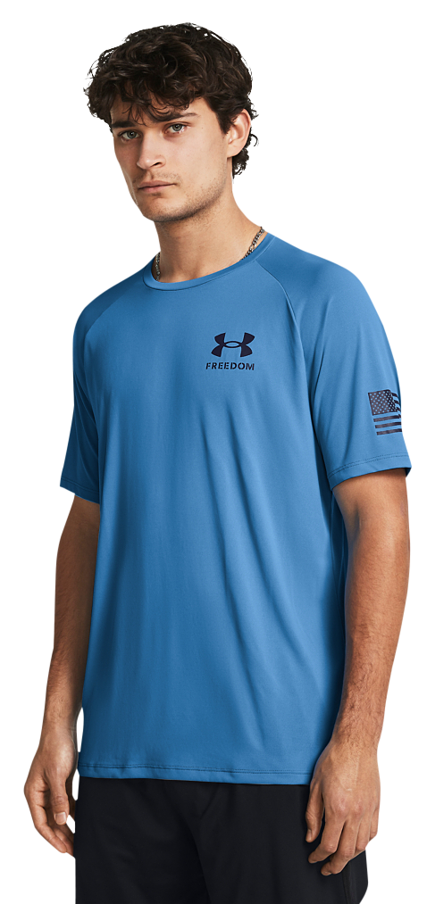 Under Armour Freedom Tech Short-Sleeve T-Shirt for Men - Viral Blue/Midnight Navy - 2XL