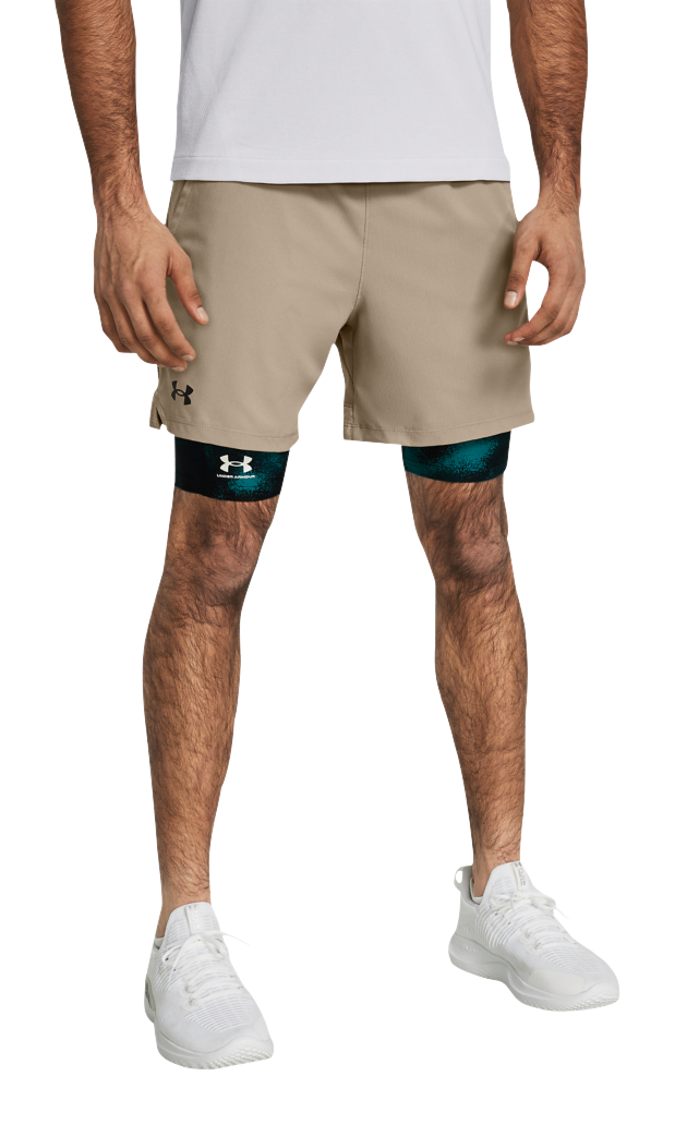 Image of "Under Armour Vanish Woven 6"" Shorts for Men - Timberwolf Taupe/Black"