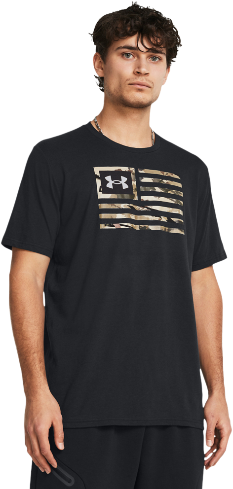 Image of Under Armour Freedom Flag Printed Short-Sleeve T-Shirt - Black/UA Barren Camo - S