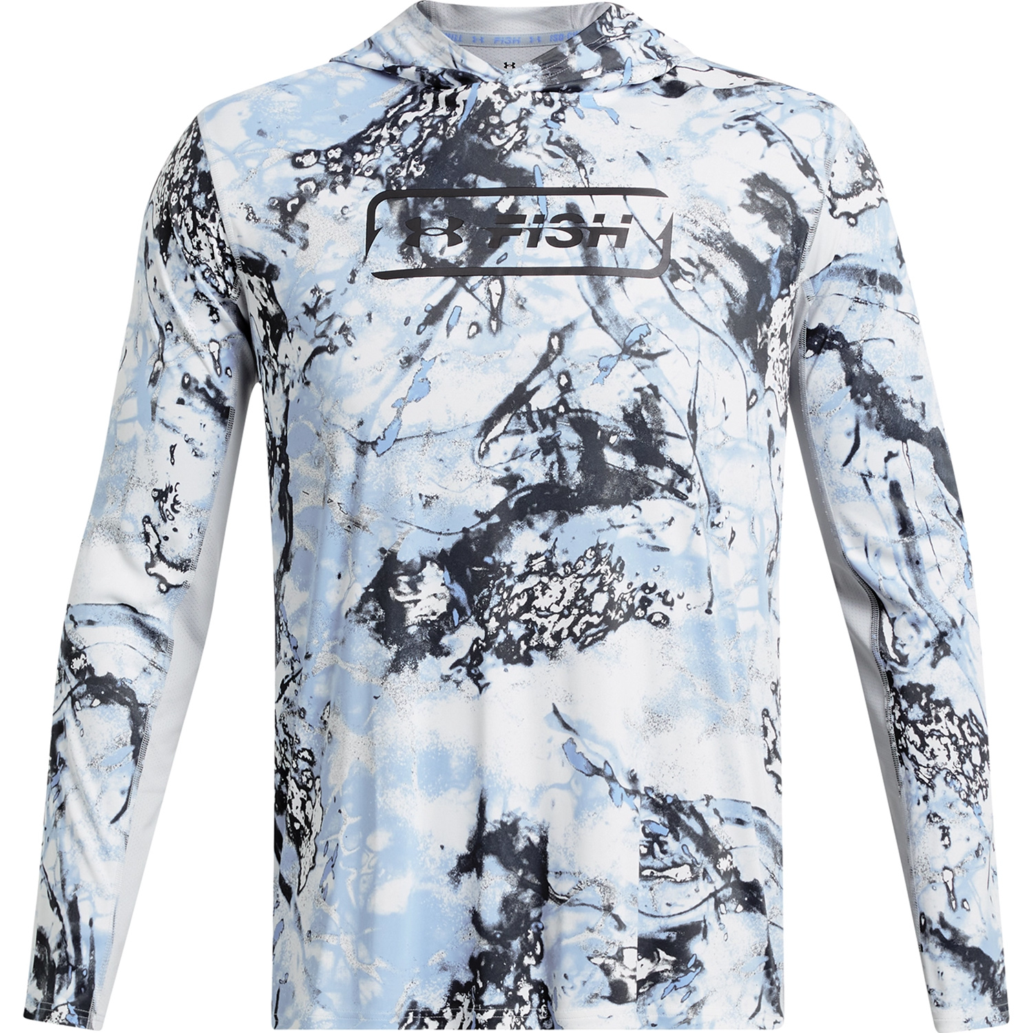 Image of Under Armour Iso-Chill Shorebreak Camo Long-Sleeve Hoodie for Men - Carolina Blue/Halo Gray